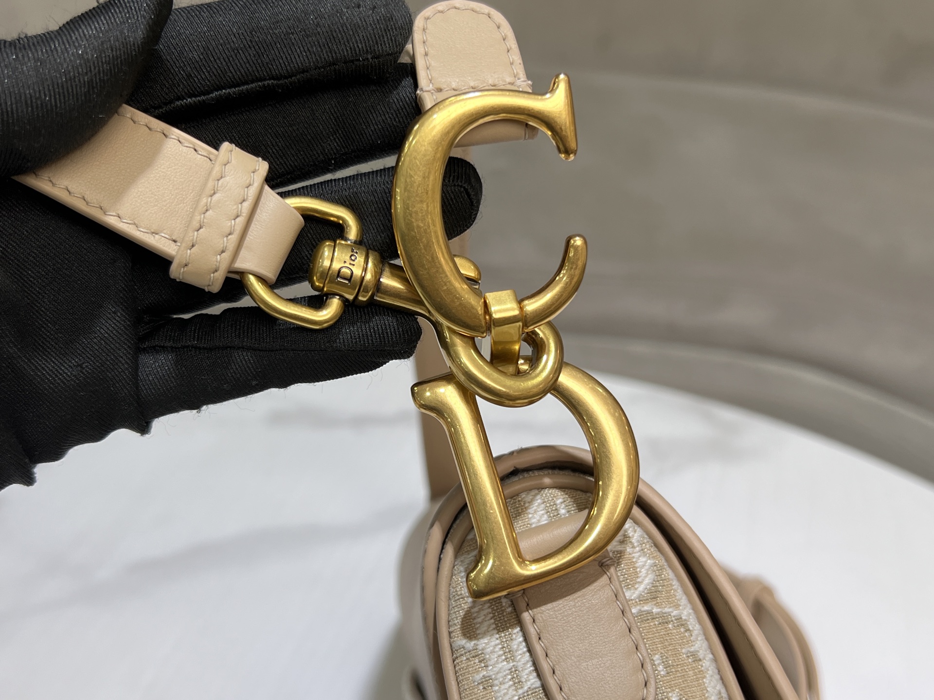 Dior Saddle Bag in Beige Oblique Jacquard