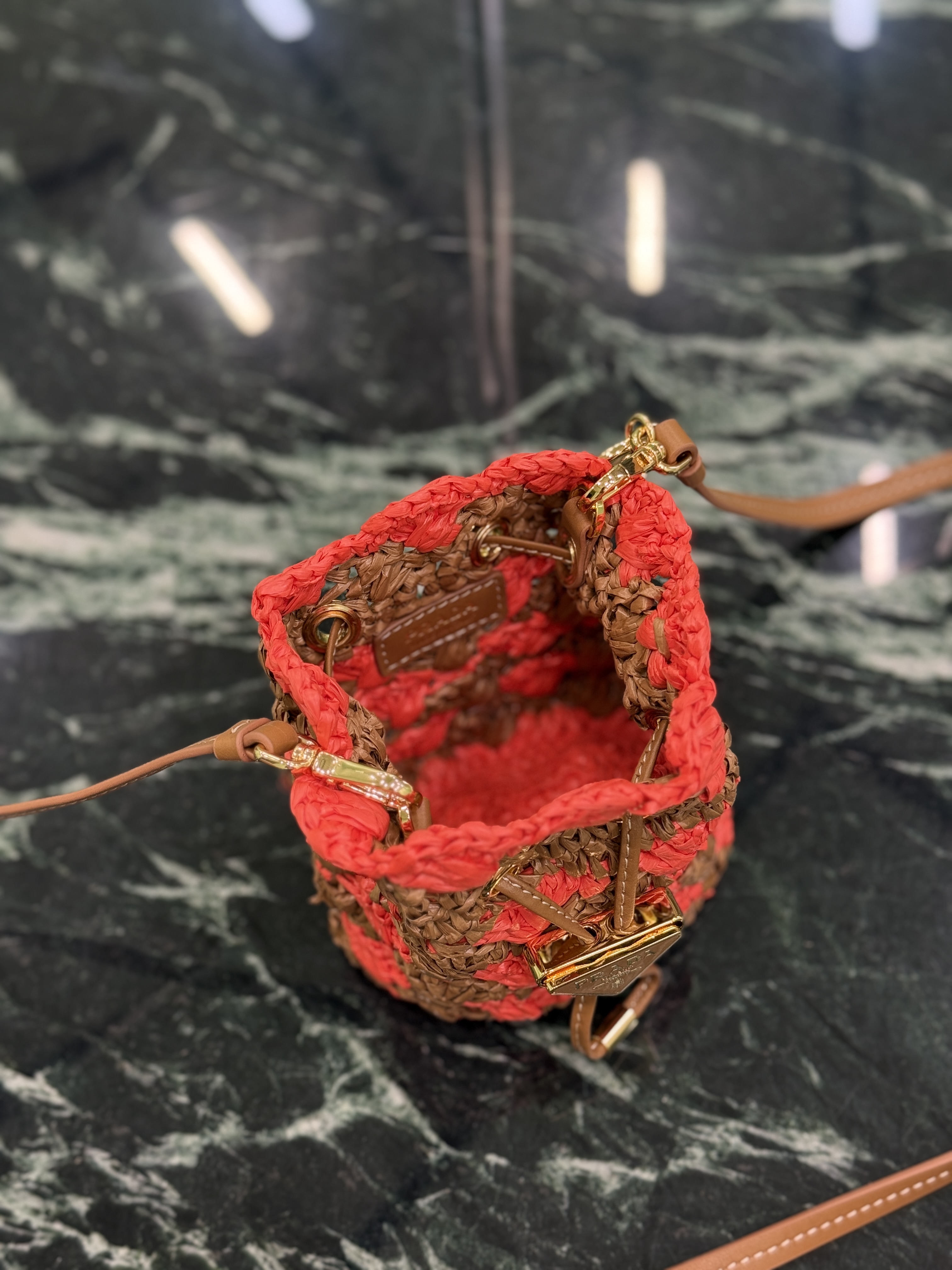 Prada Woven Mini Bucket Bag