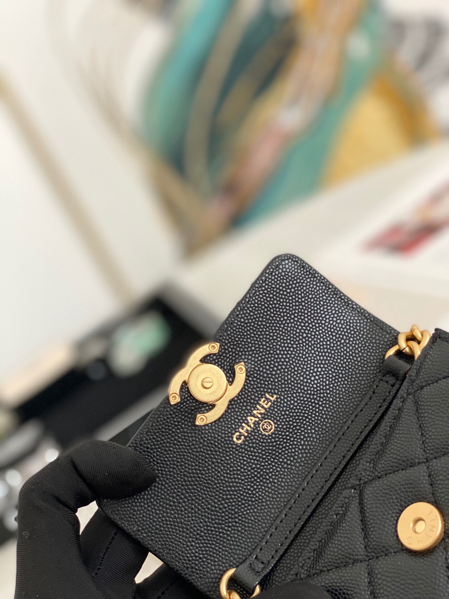 Chanel chain flap coin purse