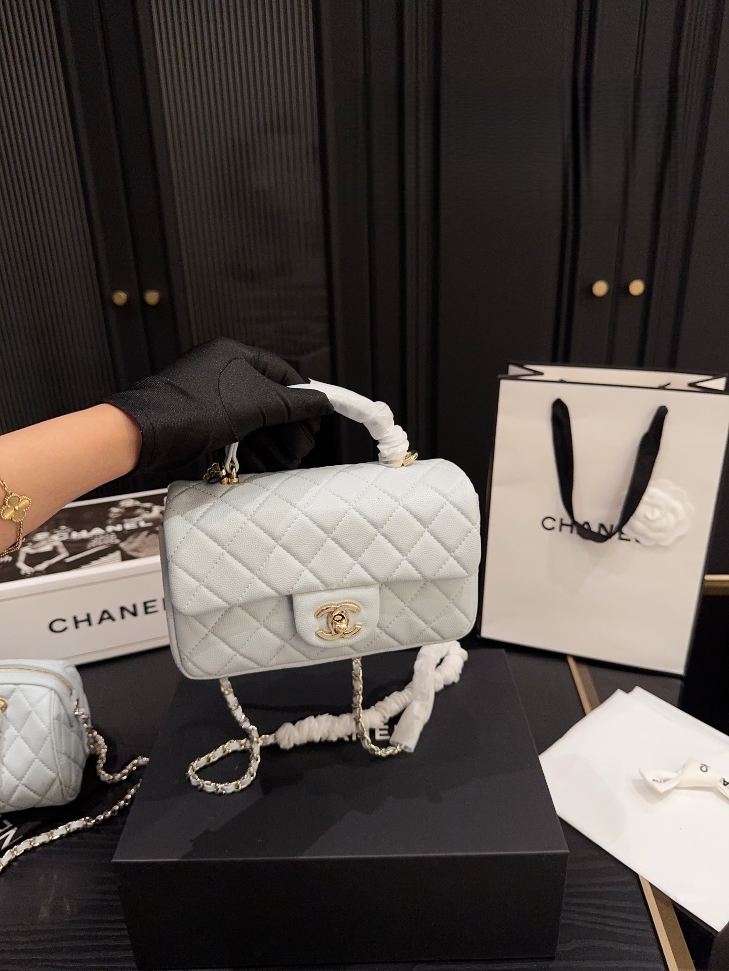 CHANEL 24P Classic Flap Bag Misty Blue