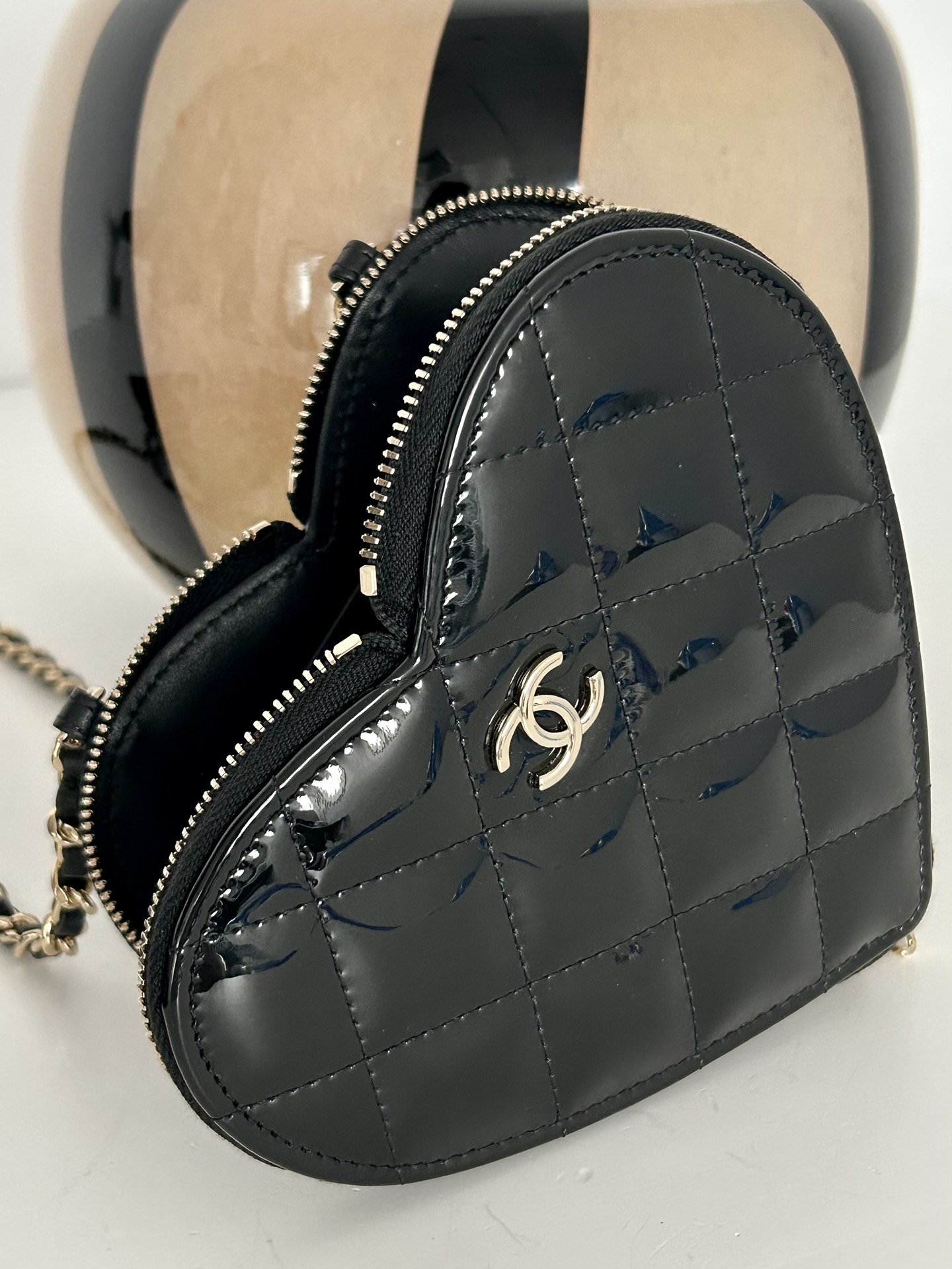 Chanel Patent Leather Heart-Shaped Twin Bag