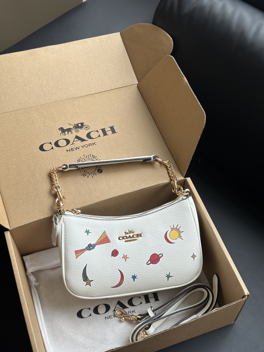 Coach White Starry Sky Shoulder Bag