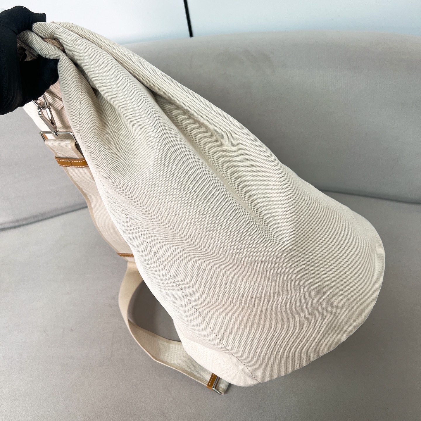Prada Linen blend drawstring duffel bag