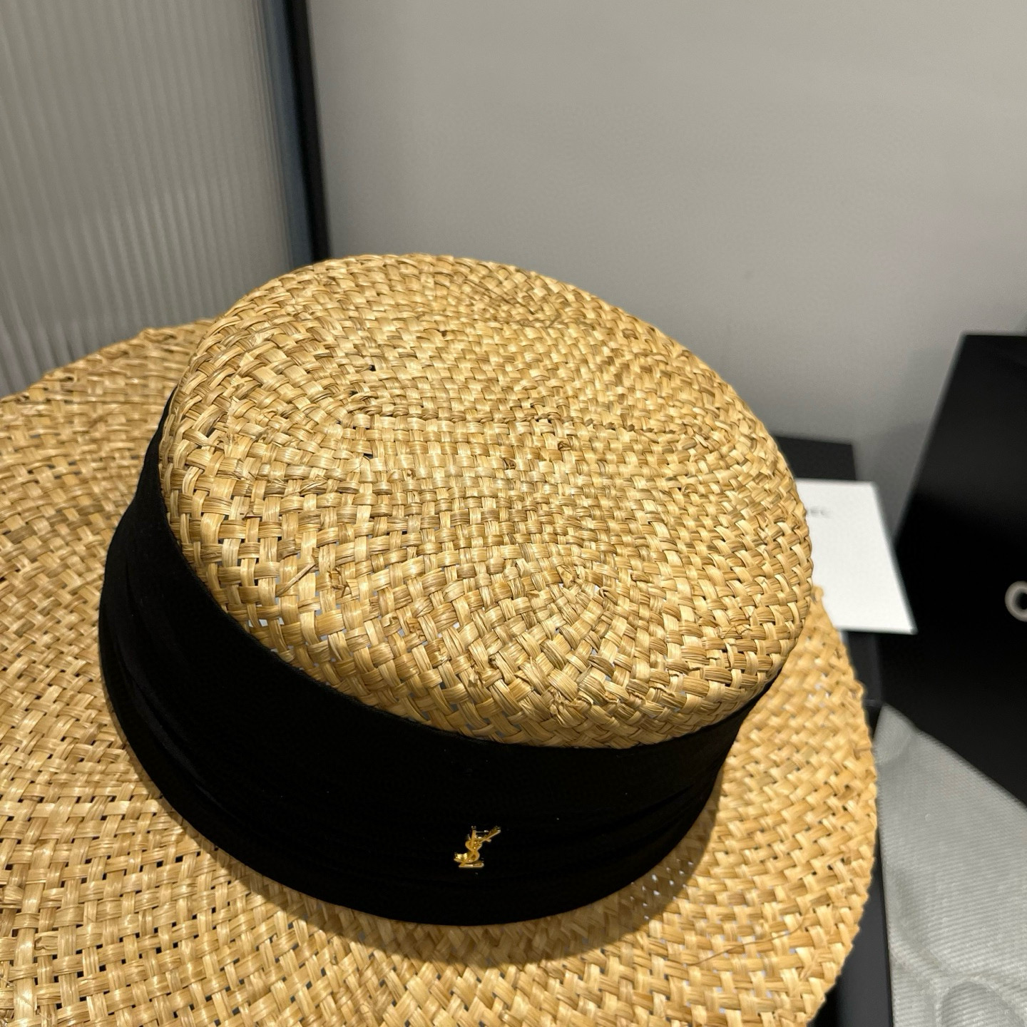 YSL Saint Laurent New Arrival Flat-Top Straw Hat