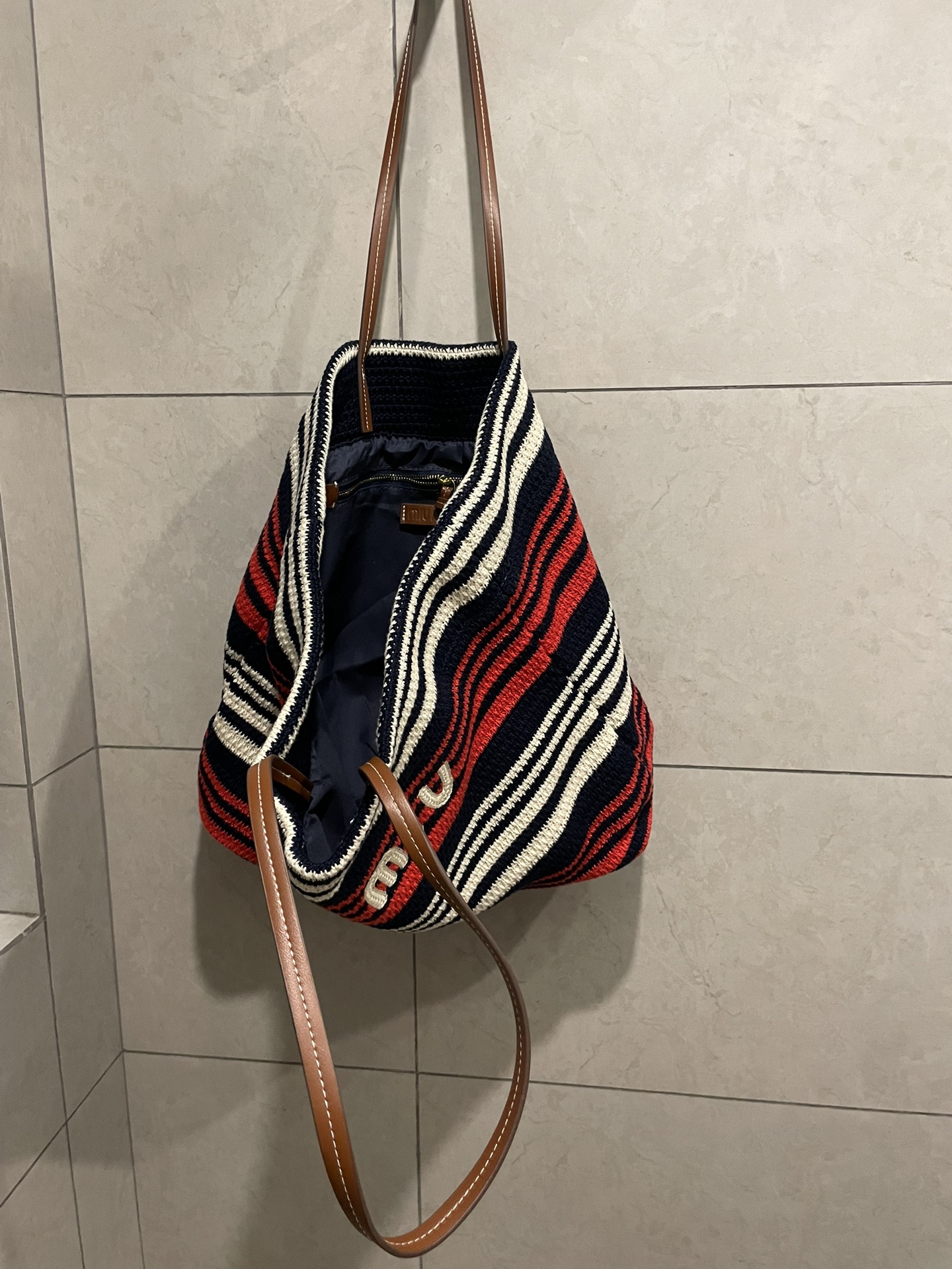 Miu Miu-Raffia woven tote bag