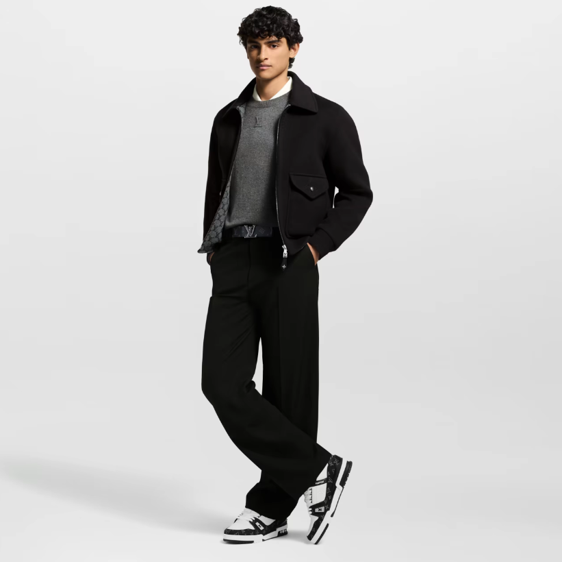 Louis Vuitton Trainer Sneaker Monogram Denim White Black 1A9JGF