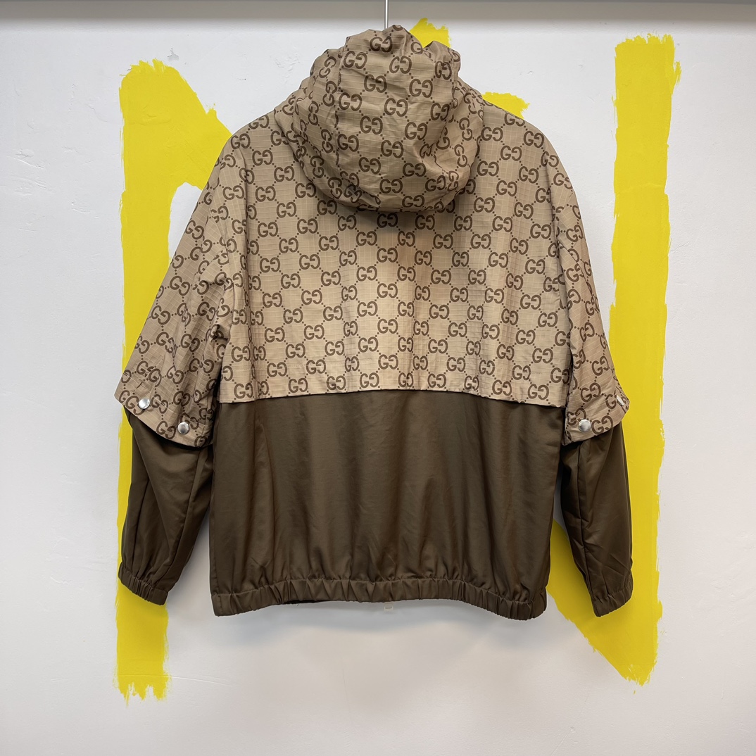 GU jacquard zipper sleeve detachable jacket