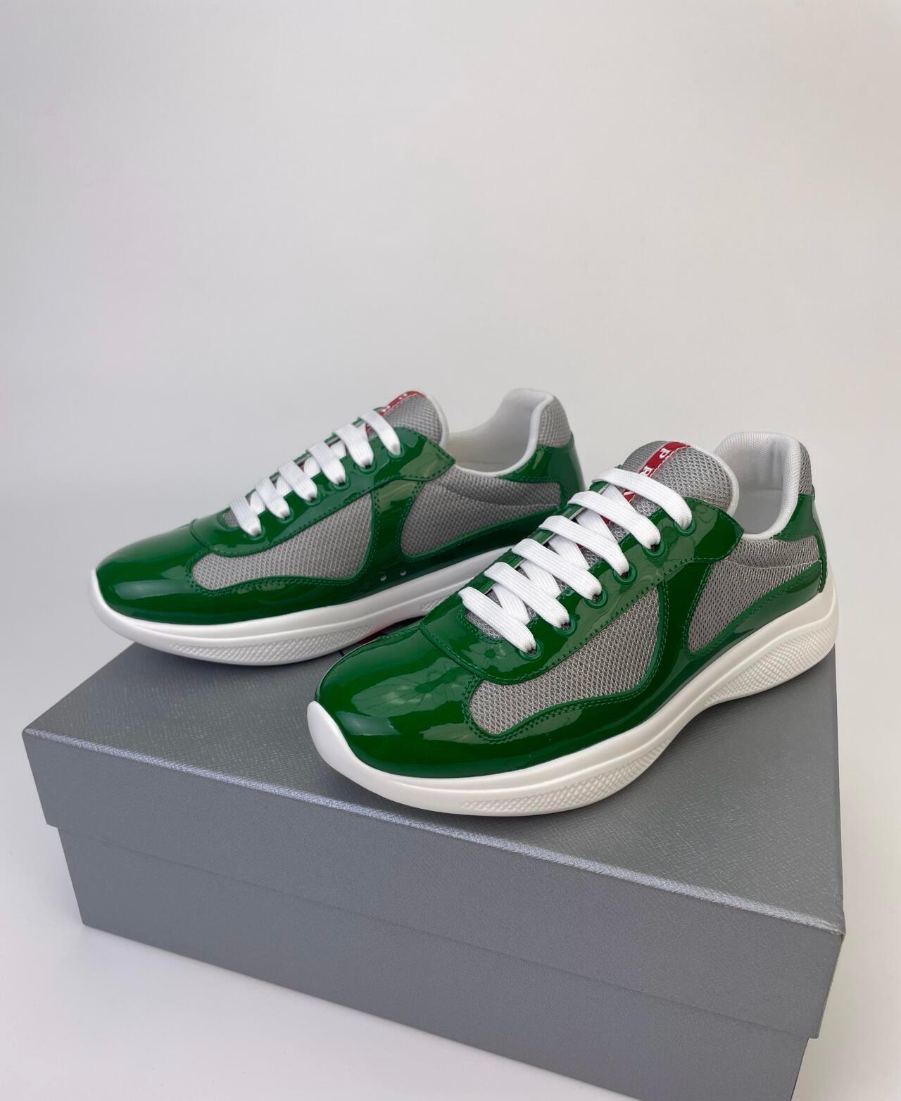 Patent leather and technical fabric Prada America's Cup sneakers