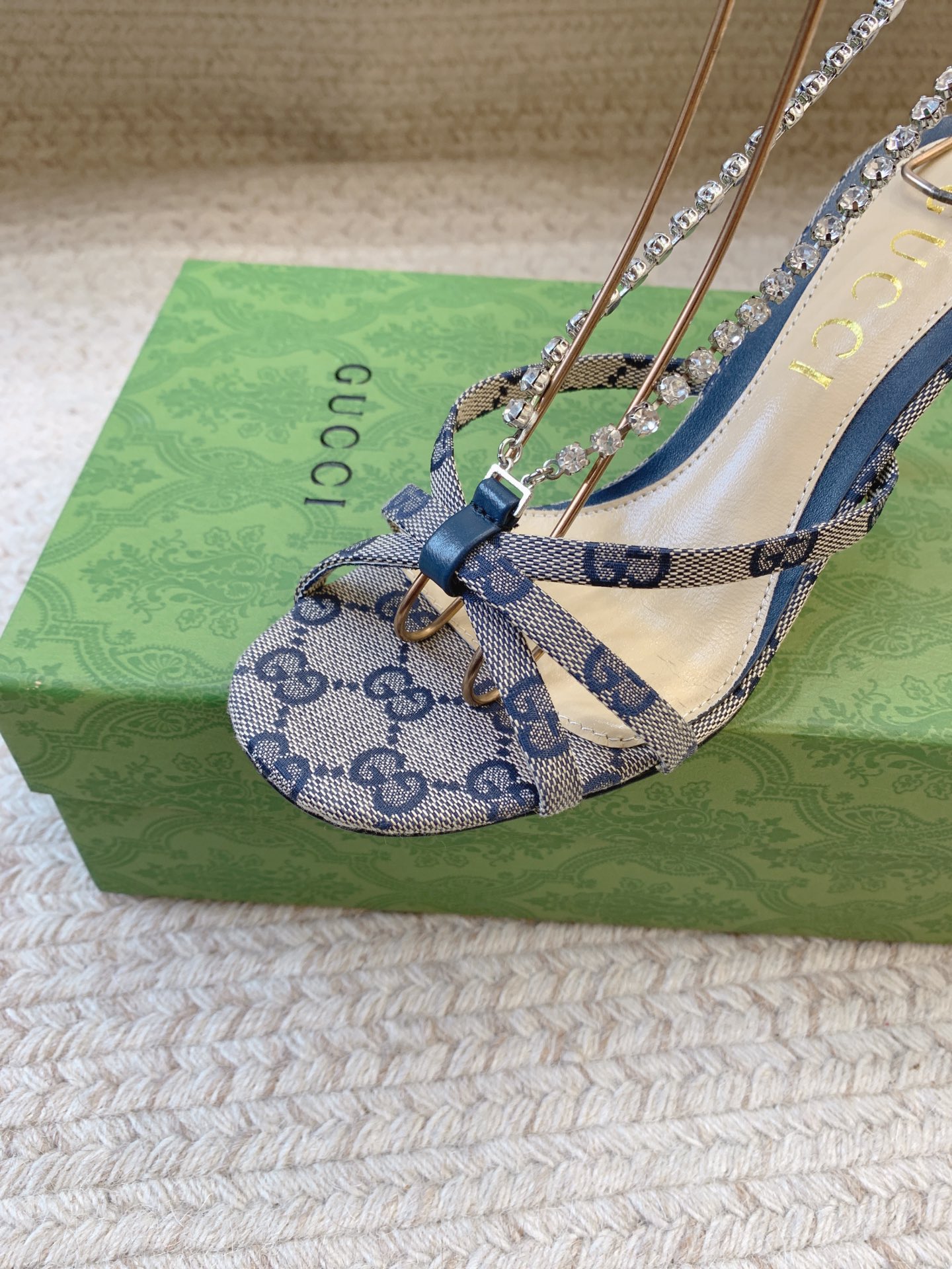 GUCCI Crystal Chain Stiletto Sandals