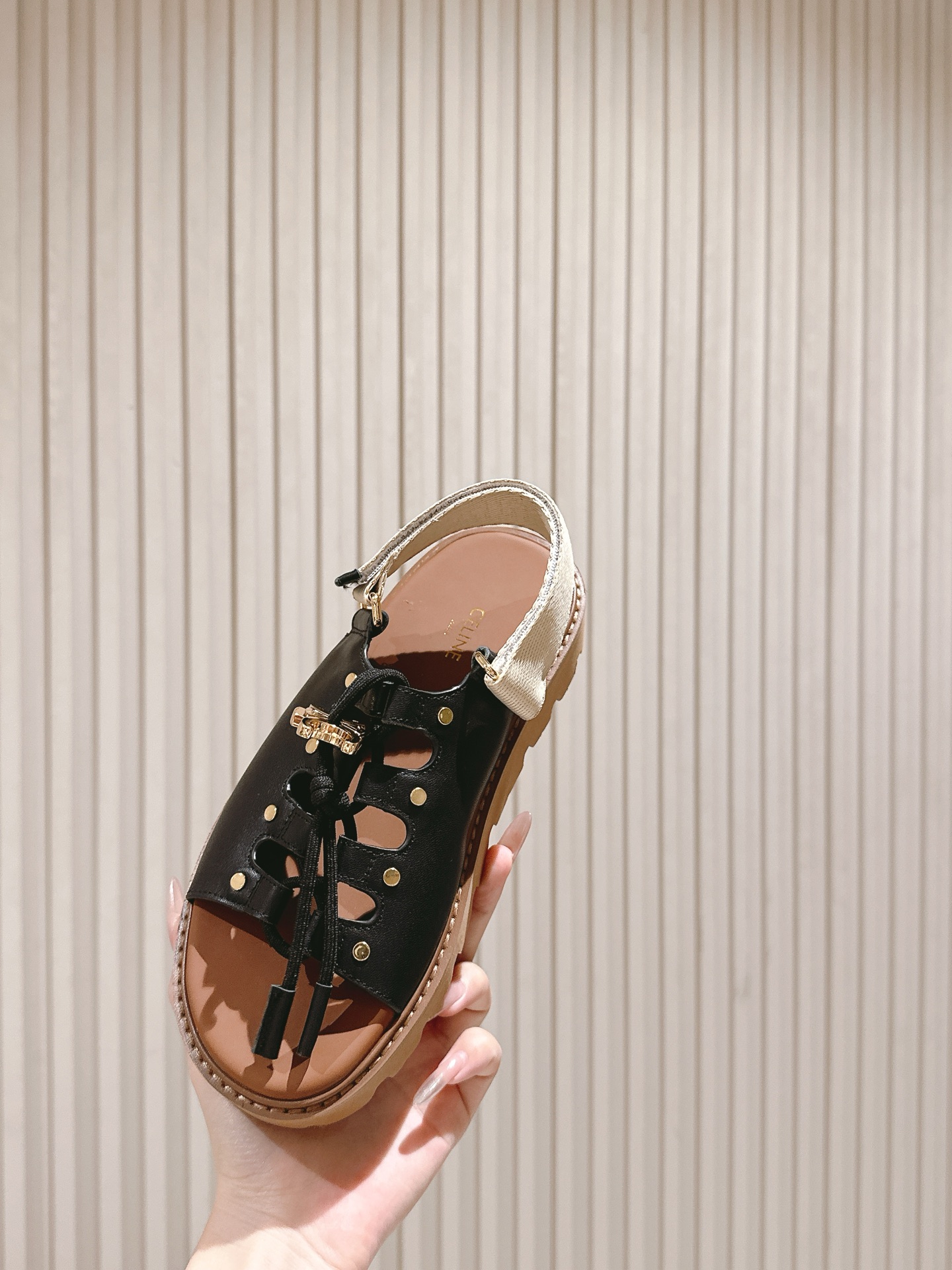 CELINE Triomphe British-Style Roman Flat Sandals & Slides Series