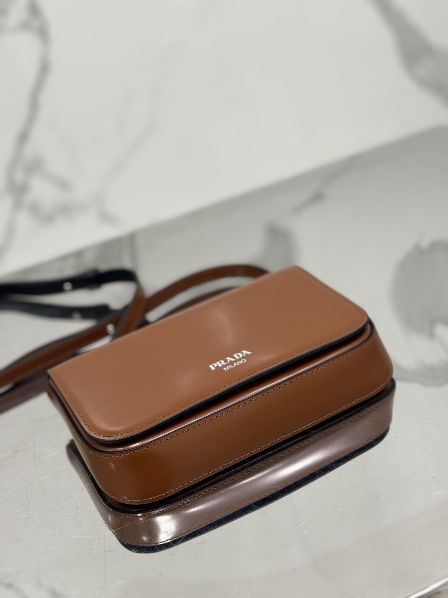 PRADA Brushed Leather Mini-bag With Shoulder Strap