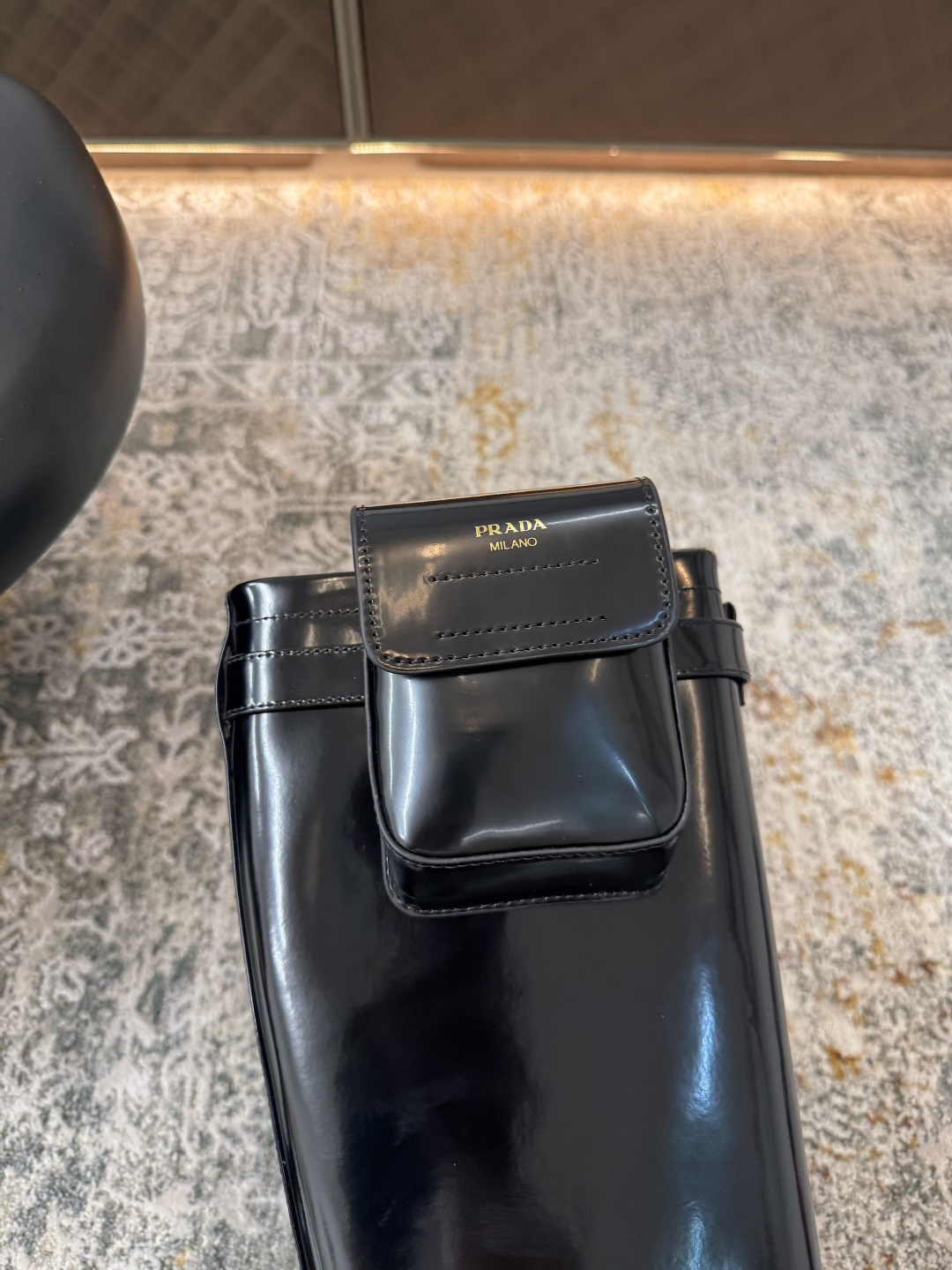 Prada Brushed leather boots with pouch