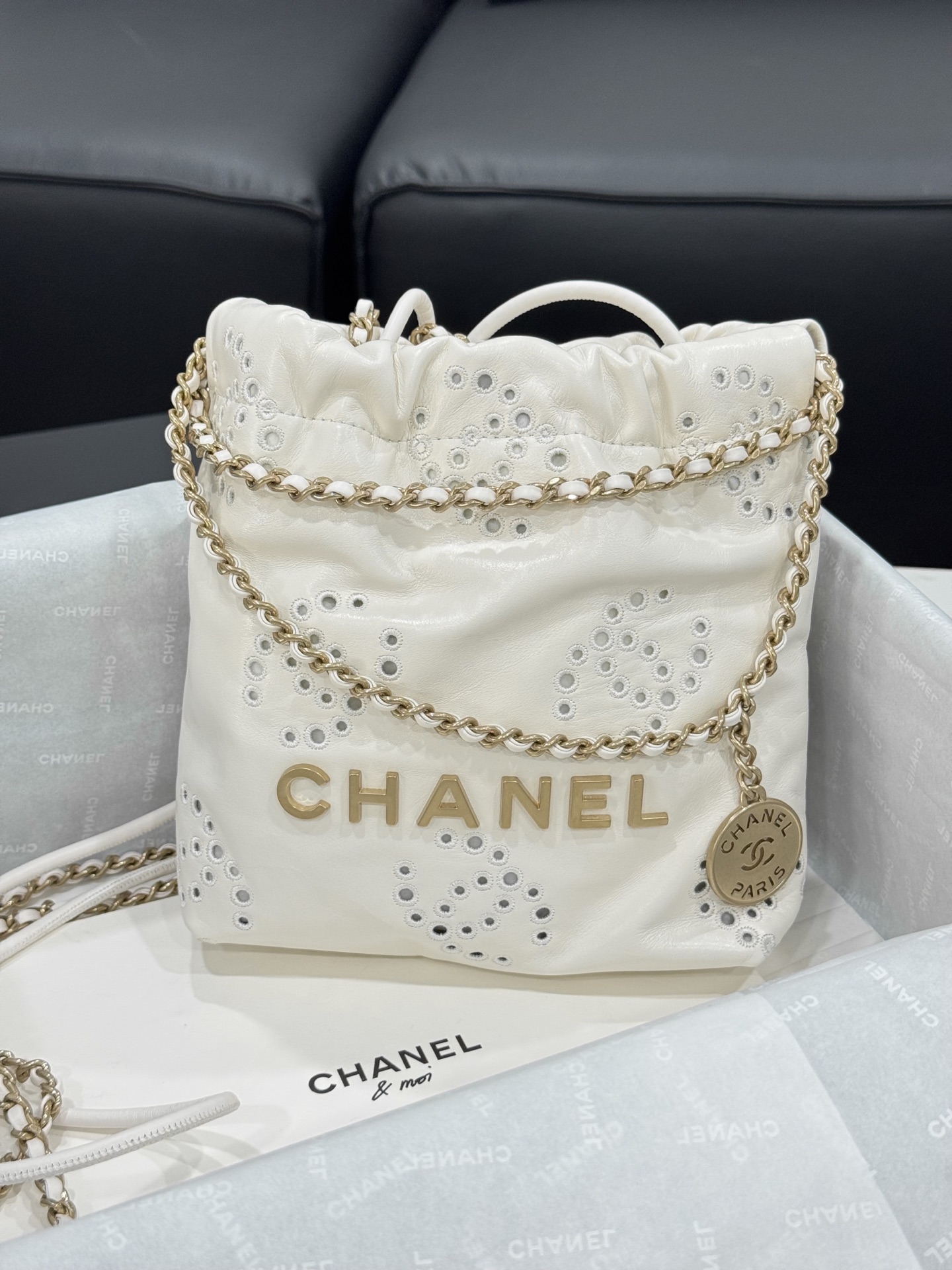 Chanel 25P White Mini Coco Handle