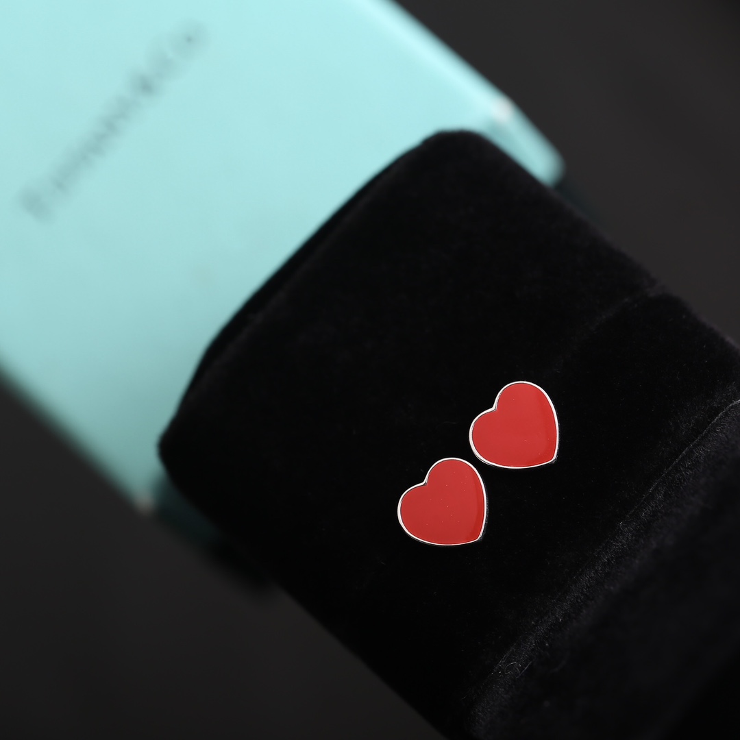 Tiff@ny Stud earrings-red