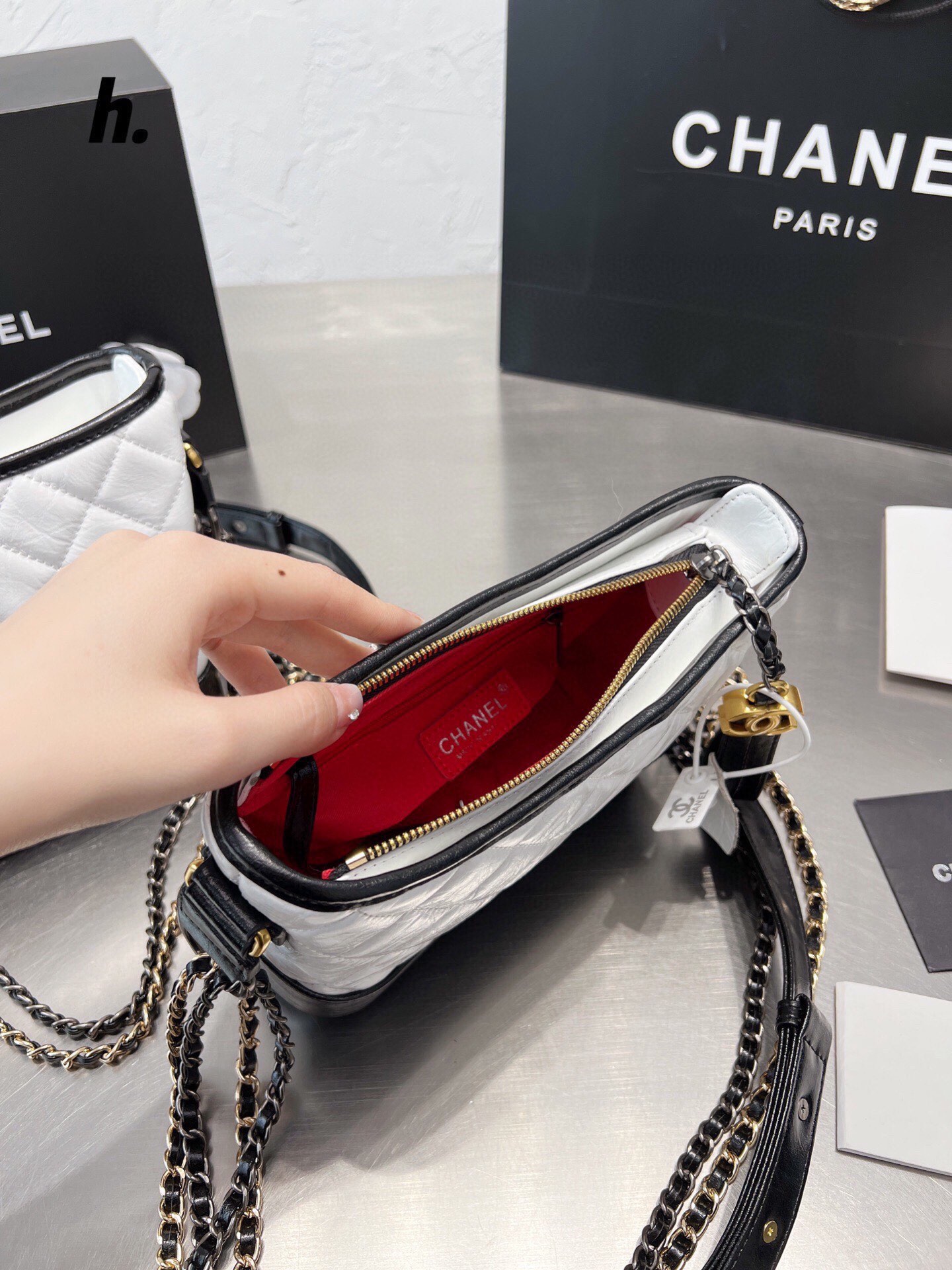 Chanel Gabrielle - Quilted Calfskin Hobo Black Gold Hardware