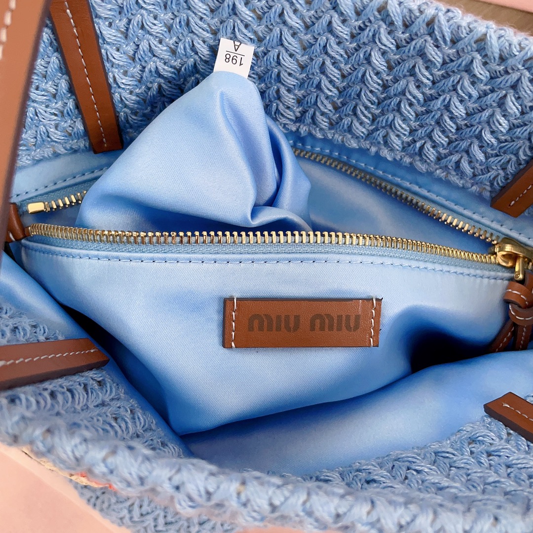 Miu Miu-Raffia woven tote bag-5BG248