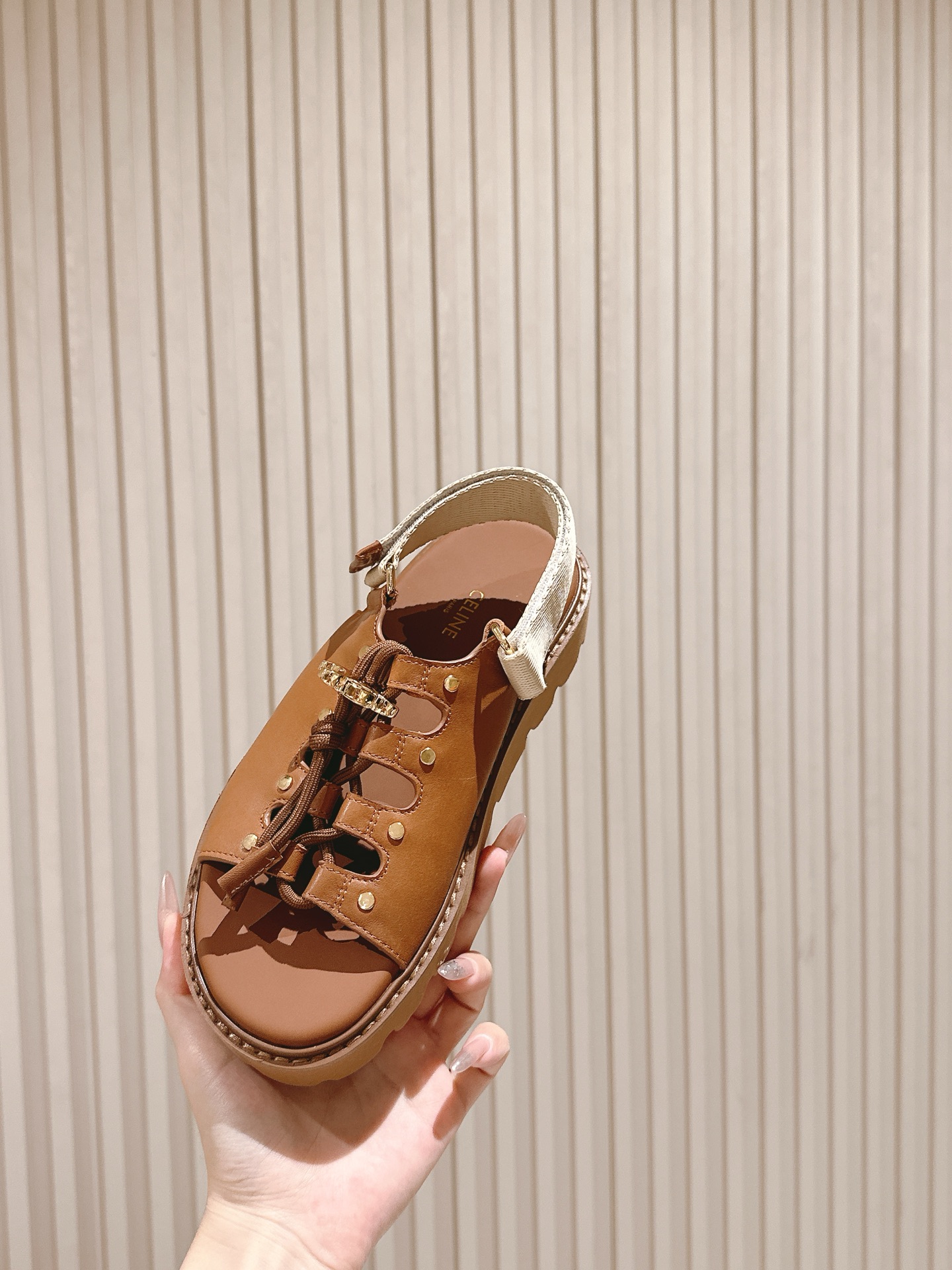 CELINE Triomphe British-Style Roman Flat Sandals & Slides Series