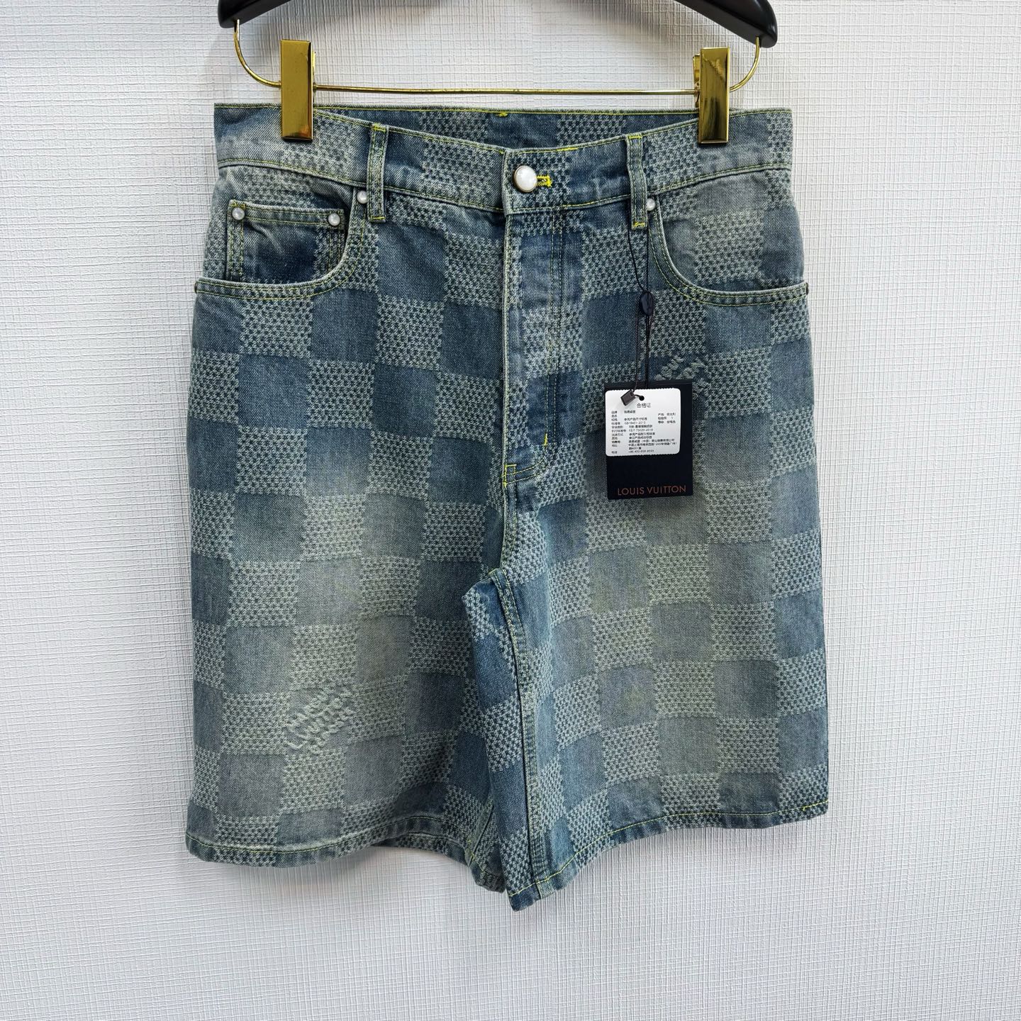 LV Checkered Denim Shorts