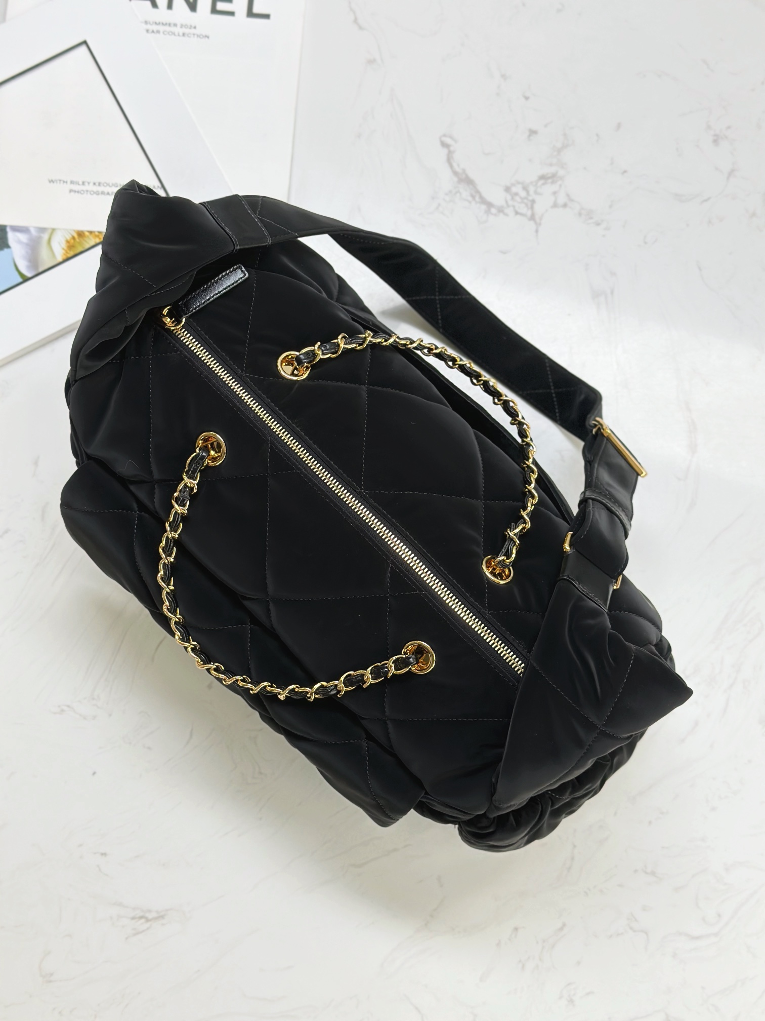 Chanel 24- Ski Collection Black Velvet Hobo