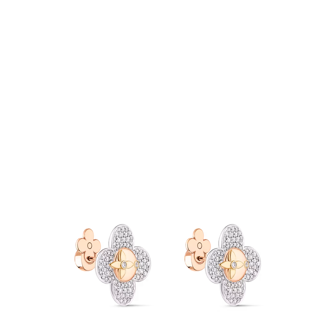 LV Vivienne Earrings, 3 Golds and Diamonds Q16742