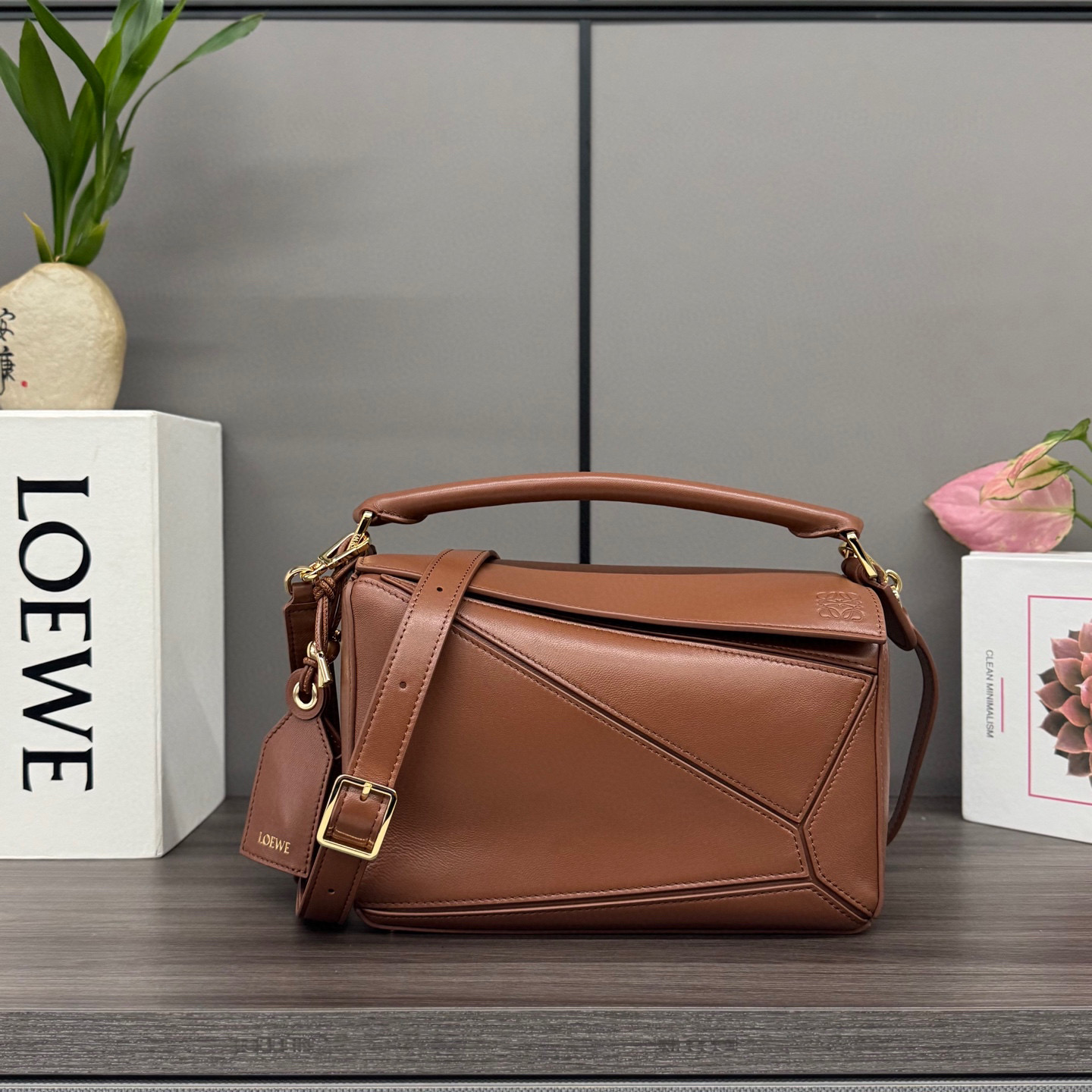 LOEWE-Small Nappa Leather Featherlight Puzzle Handbag