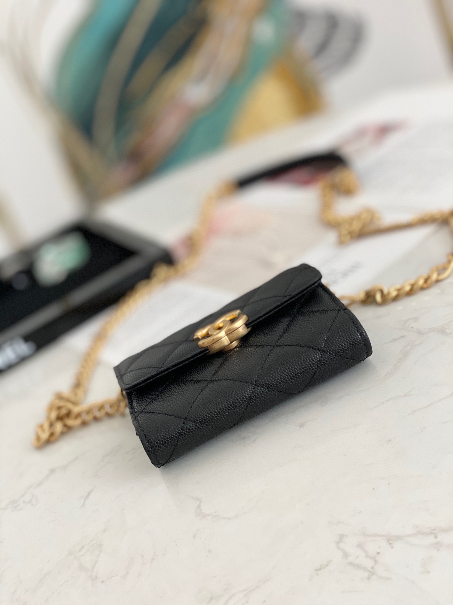 Chanel chain flap coin purse