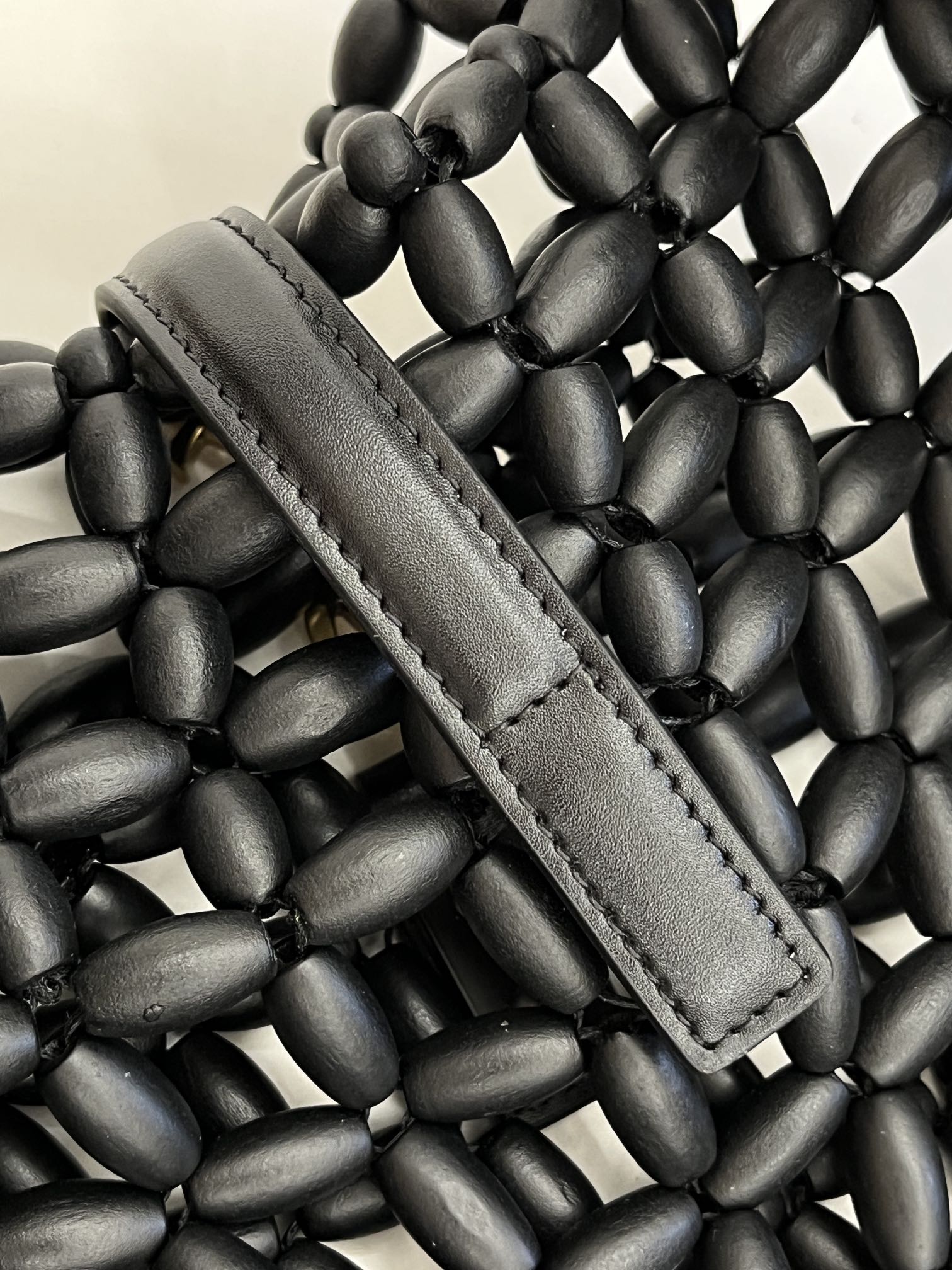 Saint Laurent Le 5 A 7 YSL Beaded Wood Hobo Bag