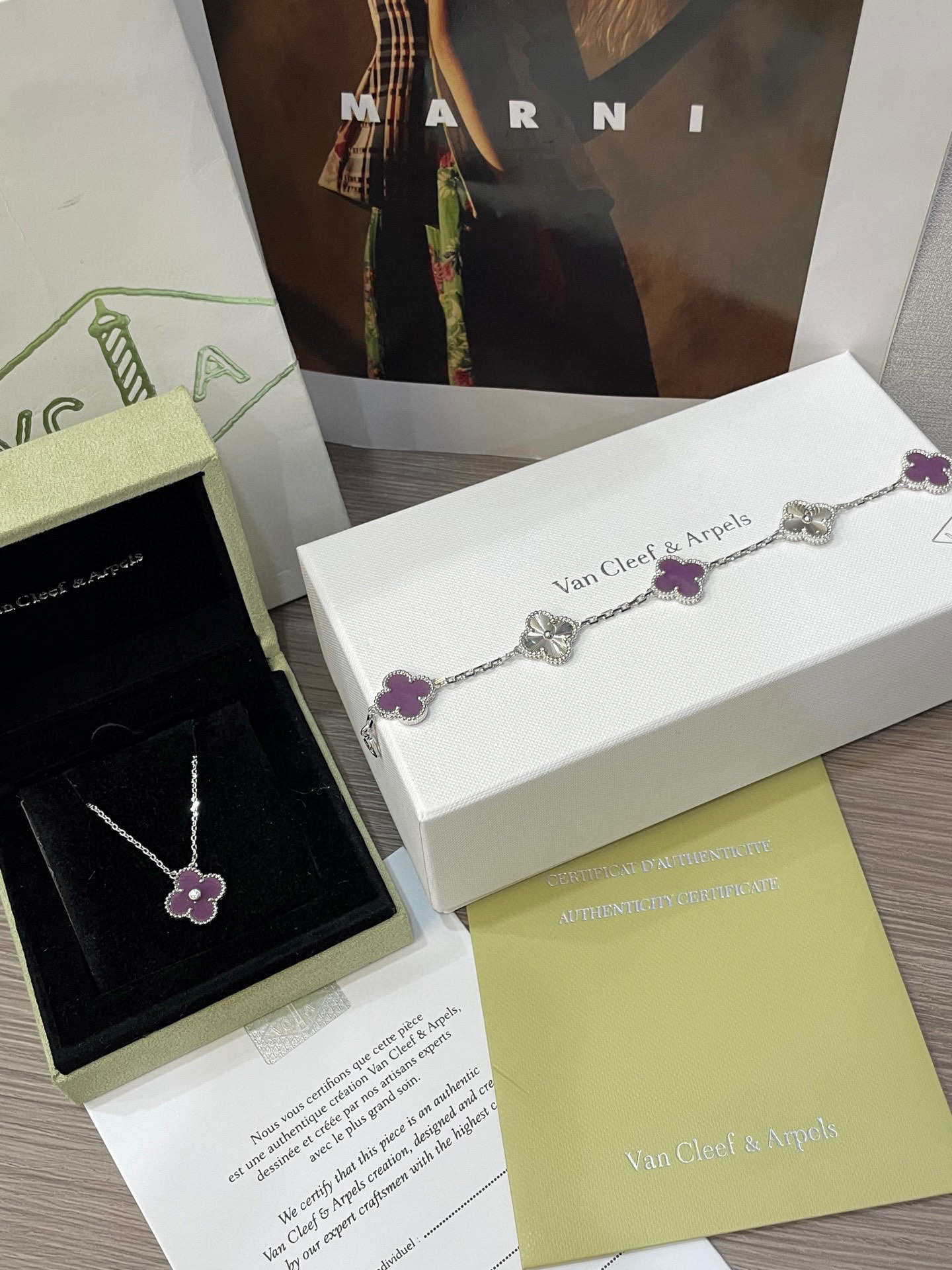 Van Cleef & Arpels Five-Flower Bracelet & Five-Flower Necklace