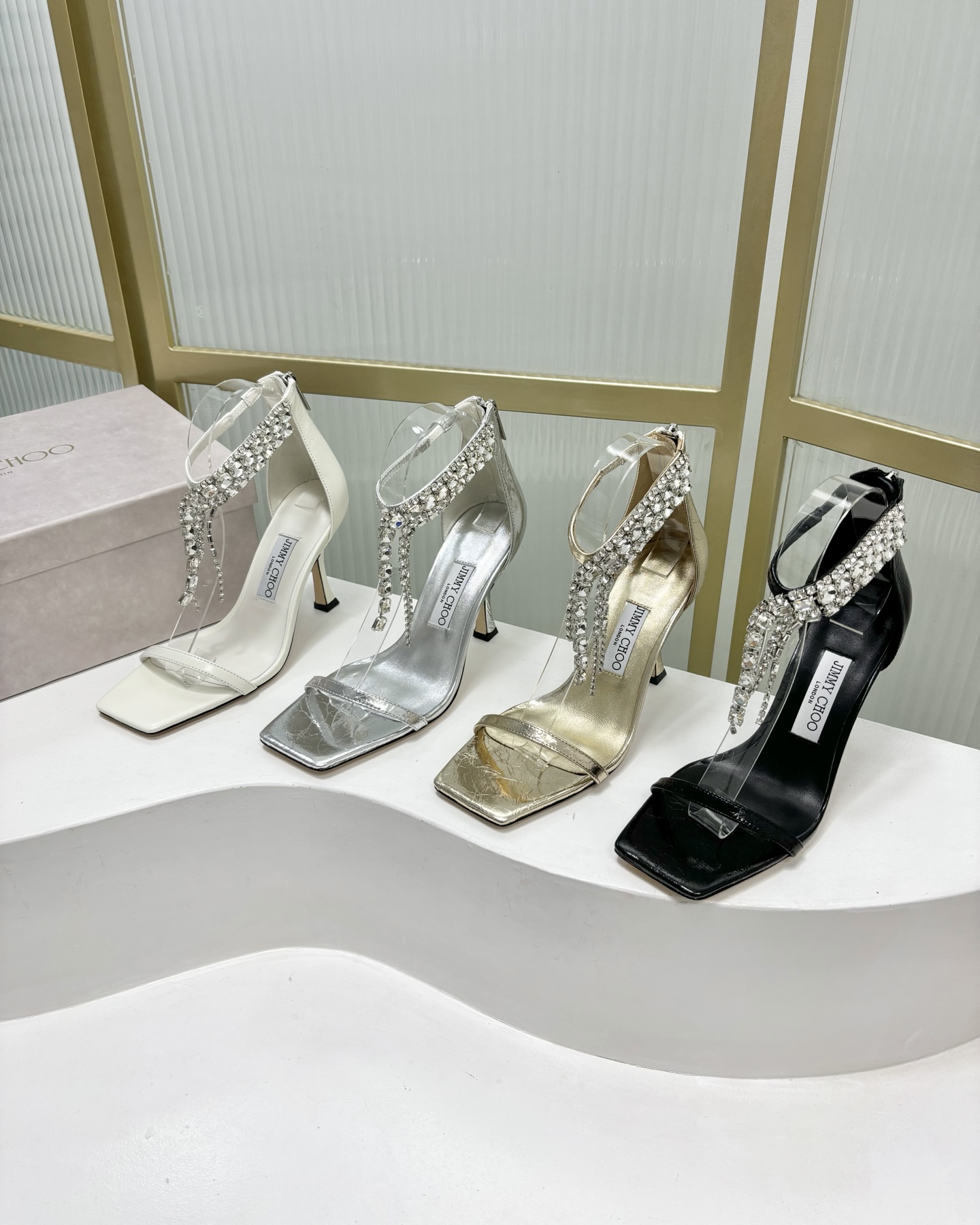 Jimmy Choo JC25 Crystal Fringe Heeled Sandals