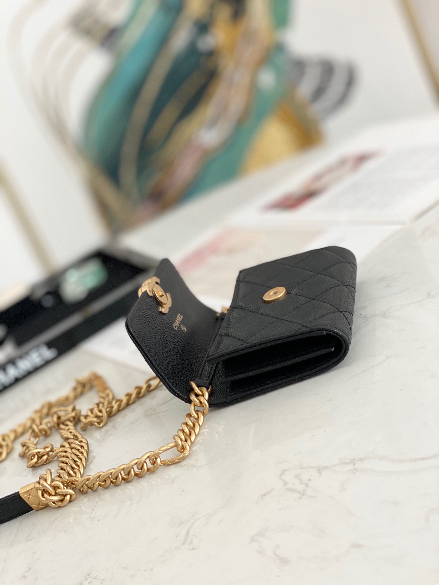 Chanel chain flap coin purse