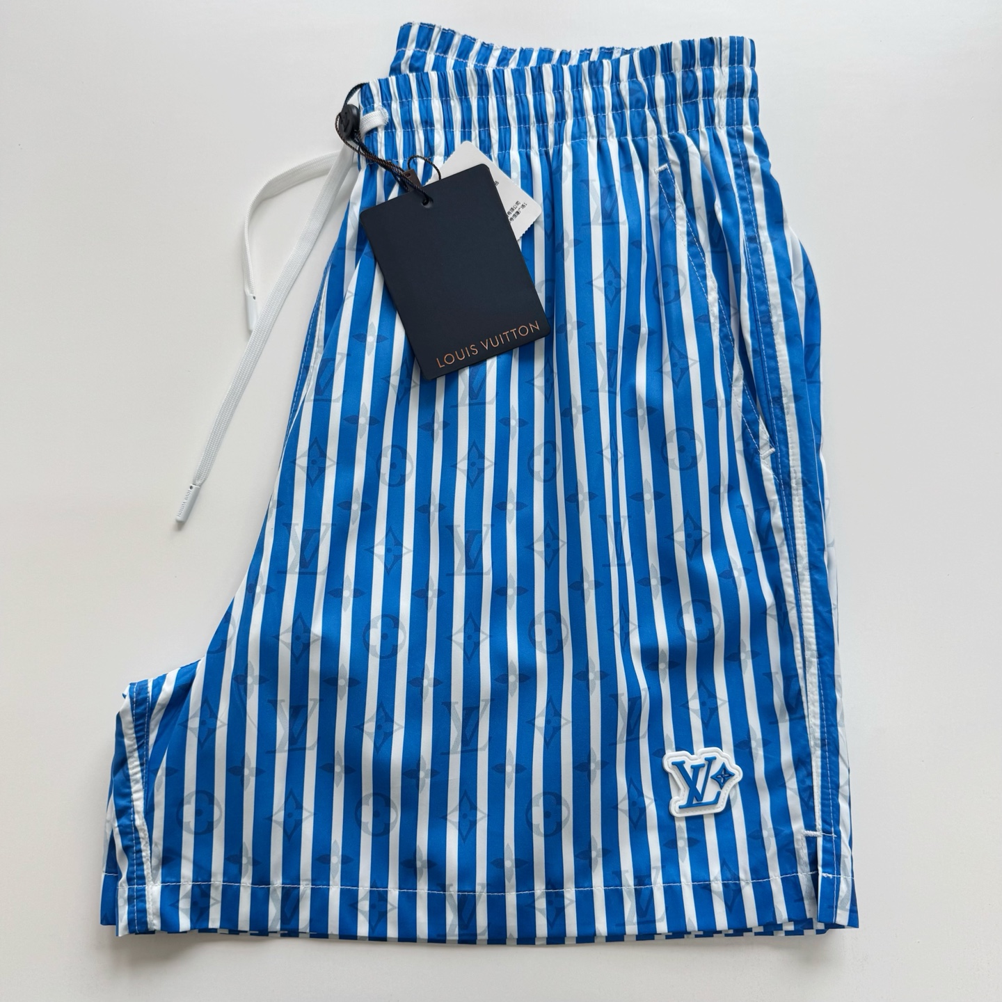 LV Men's Stretch Swim Shorts Blue retro stripe