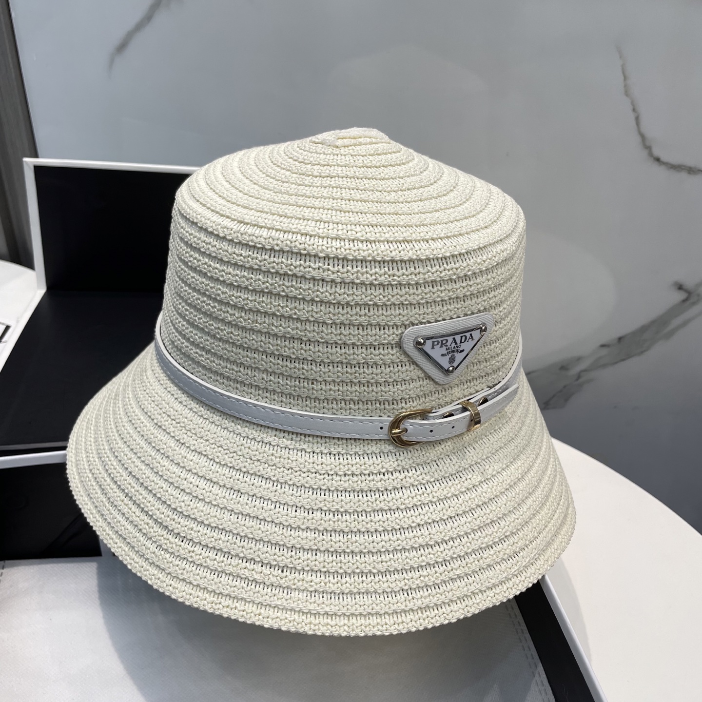 Prada Crochet Raffia Hat