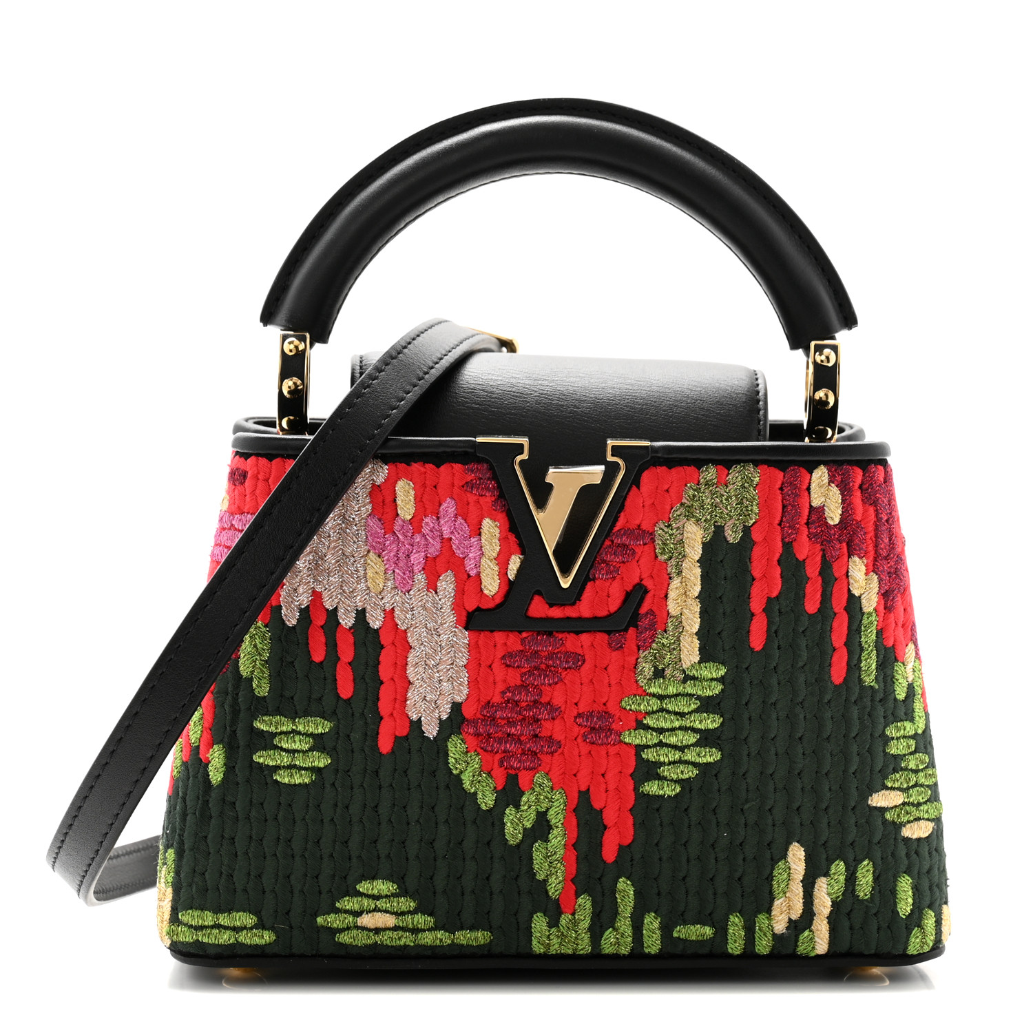 Louis Vuitton Capucines Multicolor Embroidered Cotton Handbag