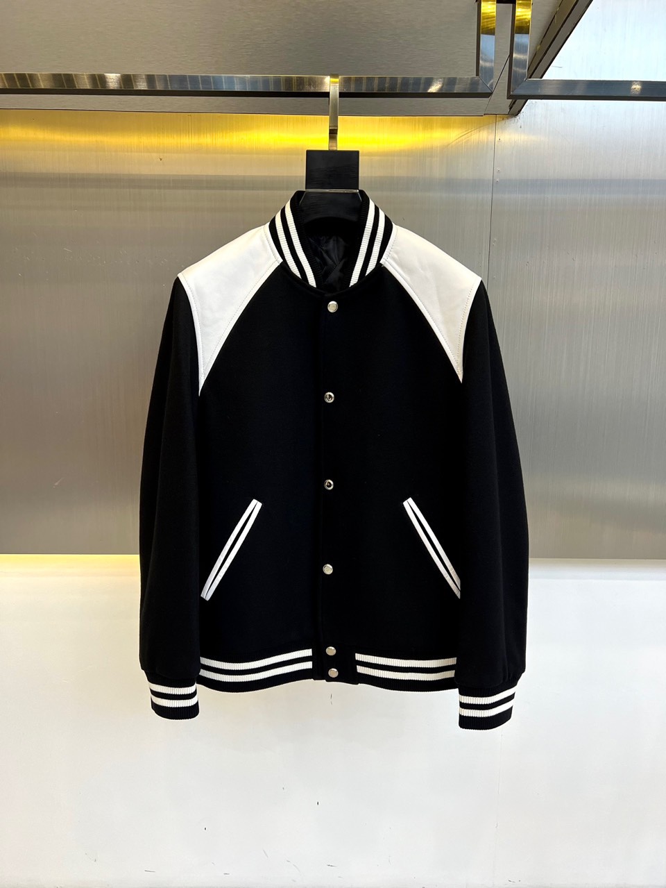Celine Patchwork Leather Baseball Jacket