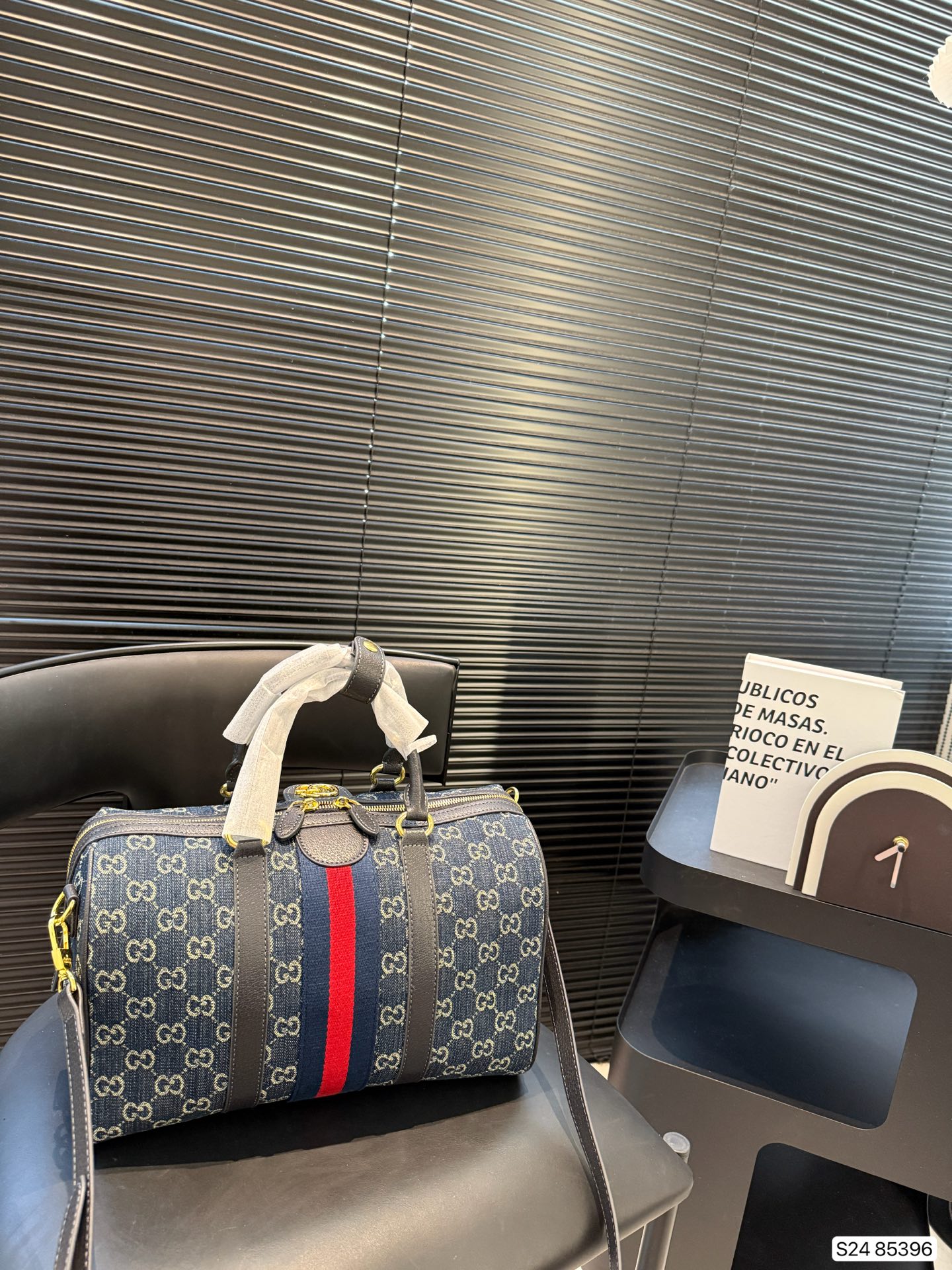 Gucci Vintage GG PVC Leather Sherry Line Navy Mini Boston Bag Authenticity