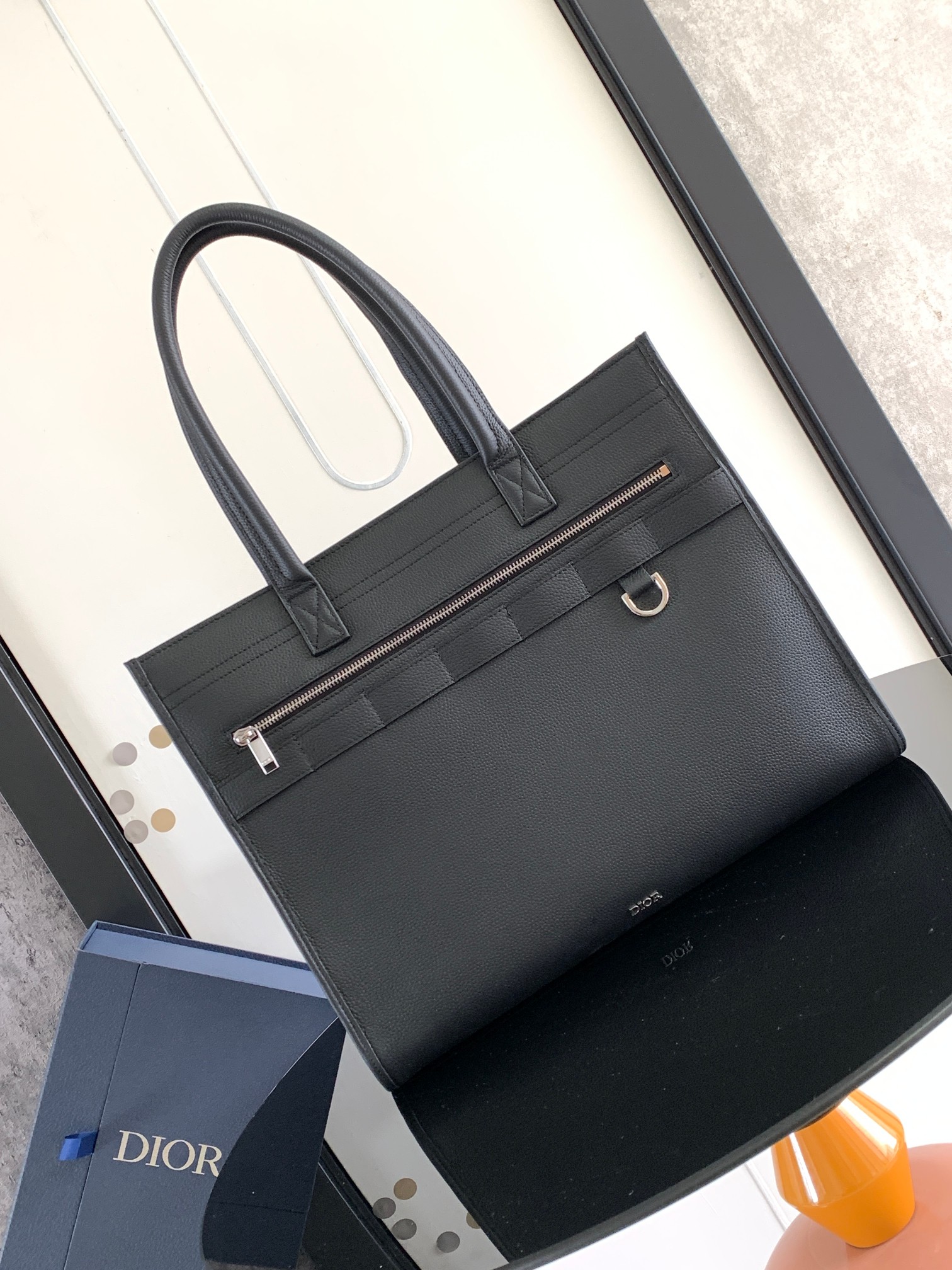 Dior-Safari Tote Bag-Black Grained Calfskin