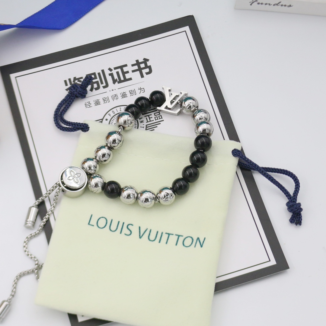 Louis Vuitton Monogram Beads obsidian lucky beads