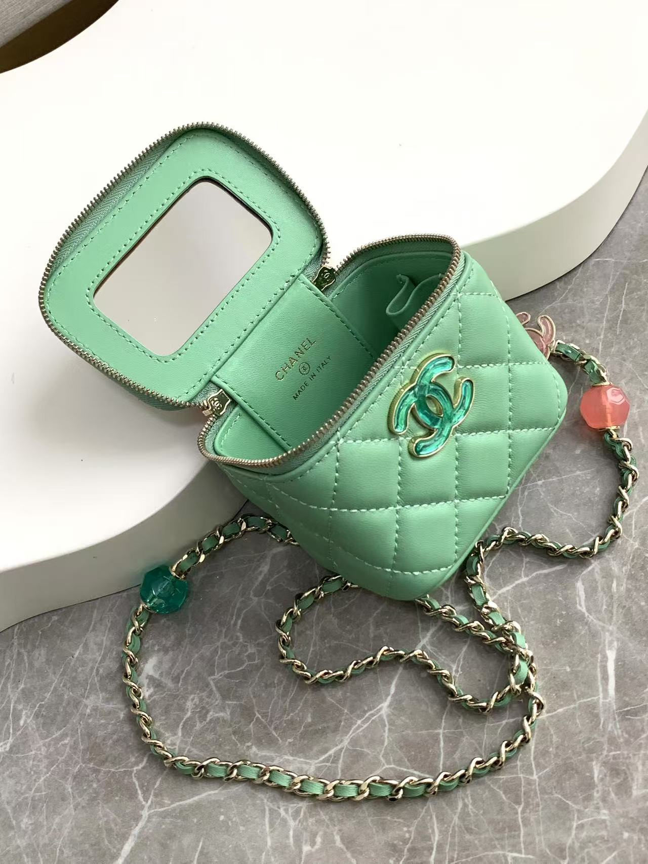 chanel enamel button love makeup small lipstick box