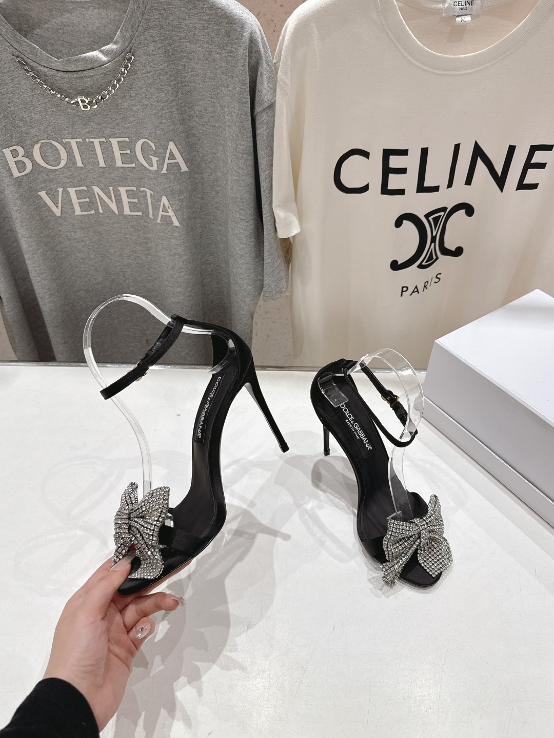 DOLCE&GABBANA Crystal-embellished satin pumps