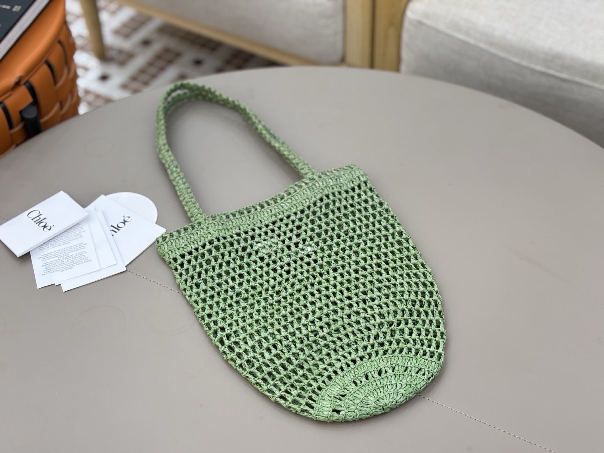 Chloé Small Summer Banana tote bag in raffia