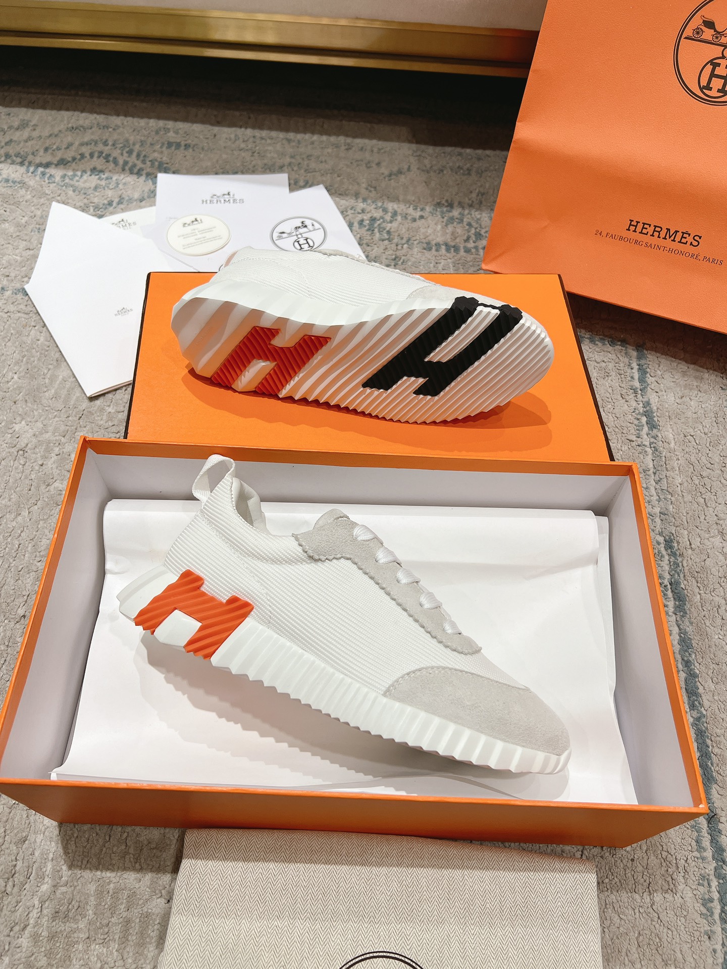 Hermes early autumn new couple casual shoes-white