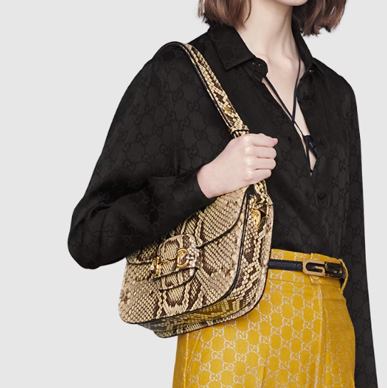GUCCI HORSEBIT 1955 PYTHON SMALL SHOULDER BAG-602204
