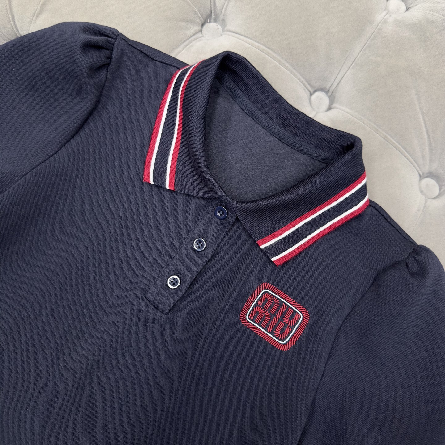 MIUMIU- Letter Embroidery Youthful Set-NAVY