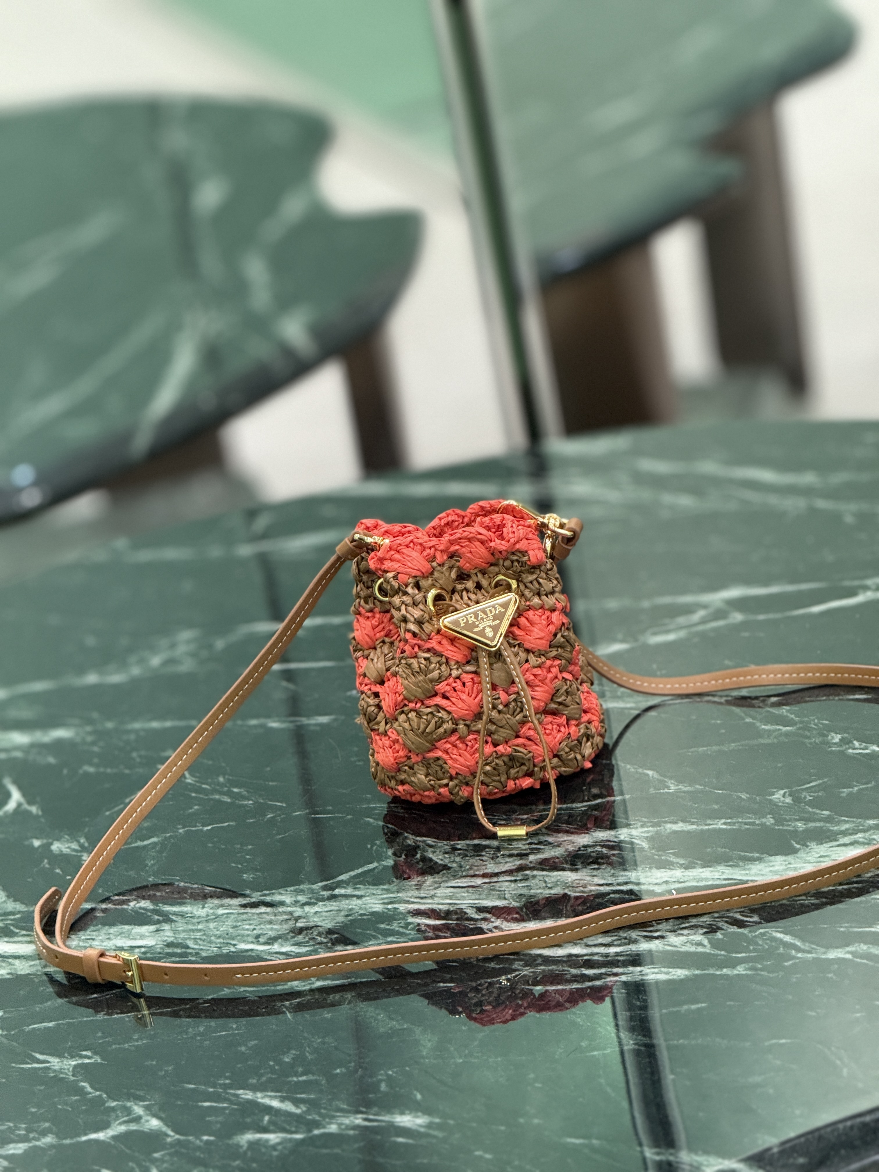 Prada Woven Mini Bucket Bag