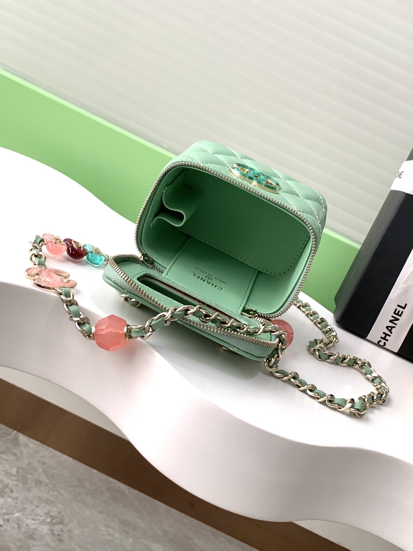 chanel enamel button love makeup small lipstick box