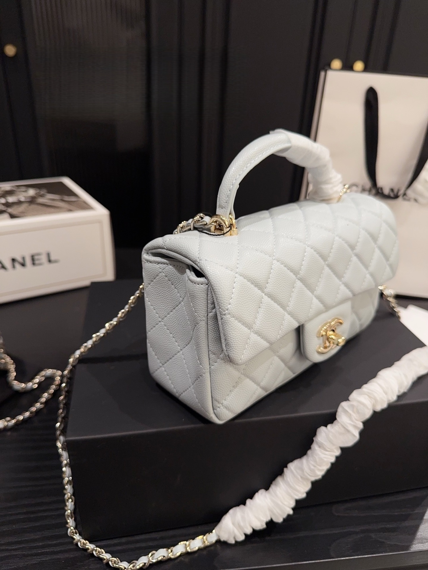 CHANEL 24P Classic Flap Bag Misty Blue