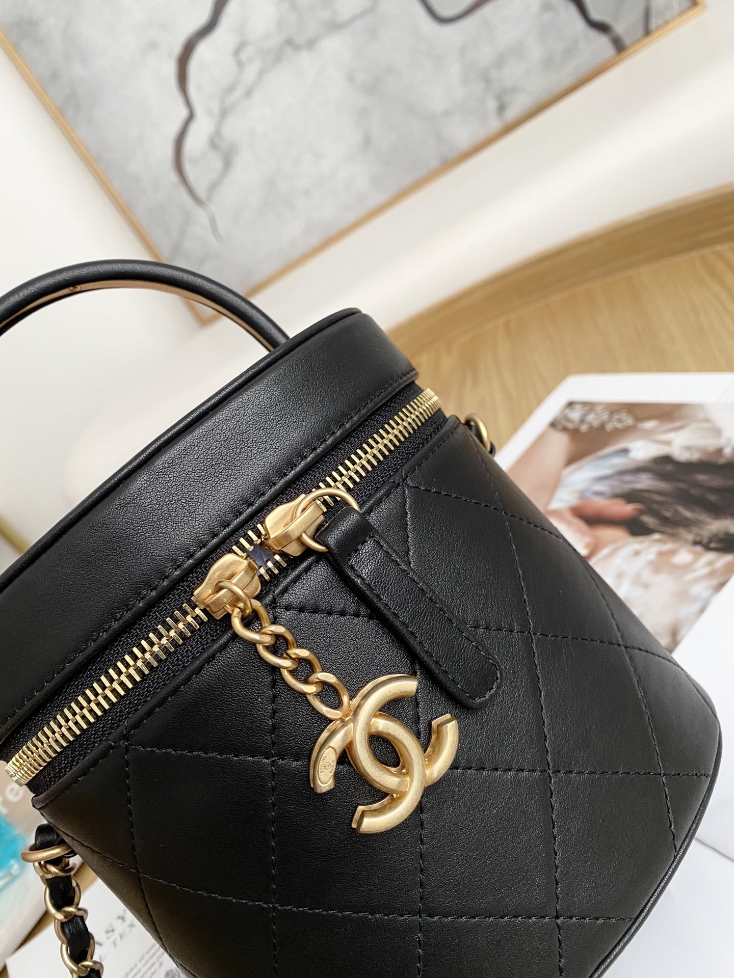 Chanel Pearl-Embellished Bucket Bag 1625