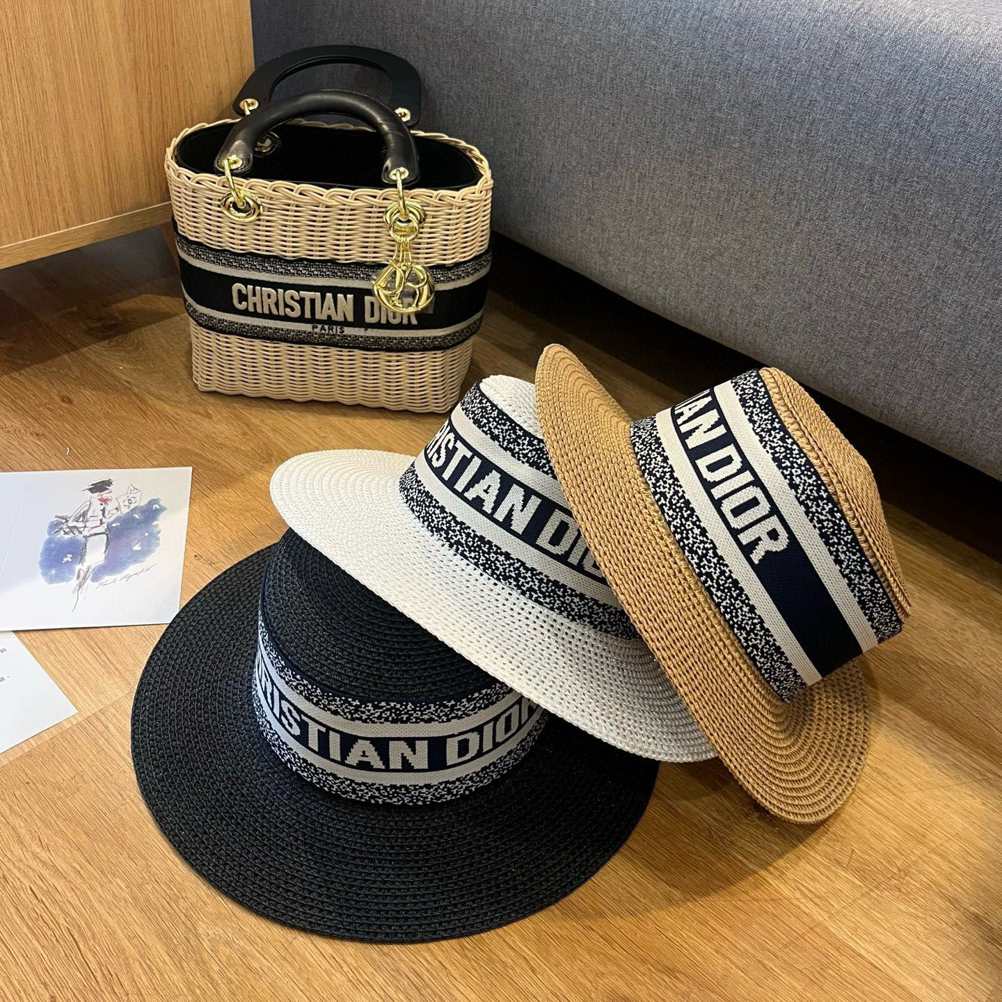 2025 Dior New Arrival Flat-Top Straw Hat