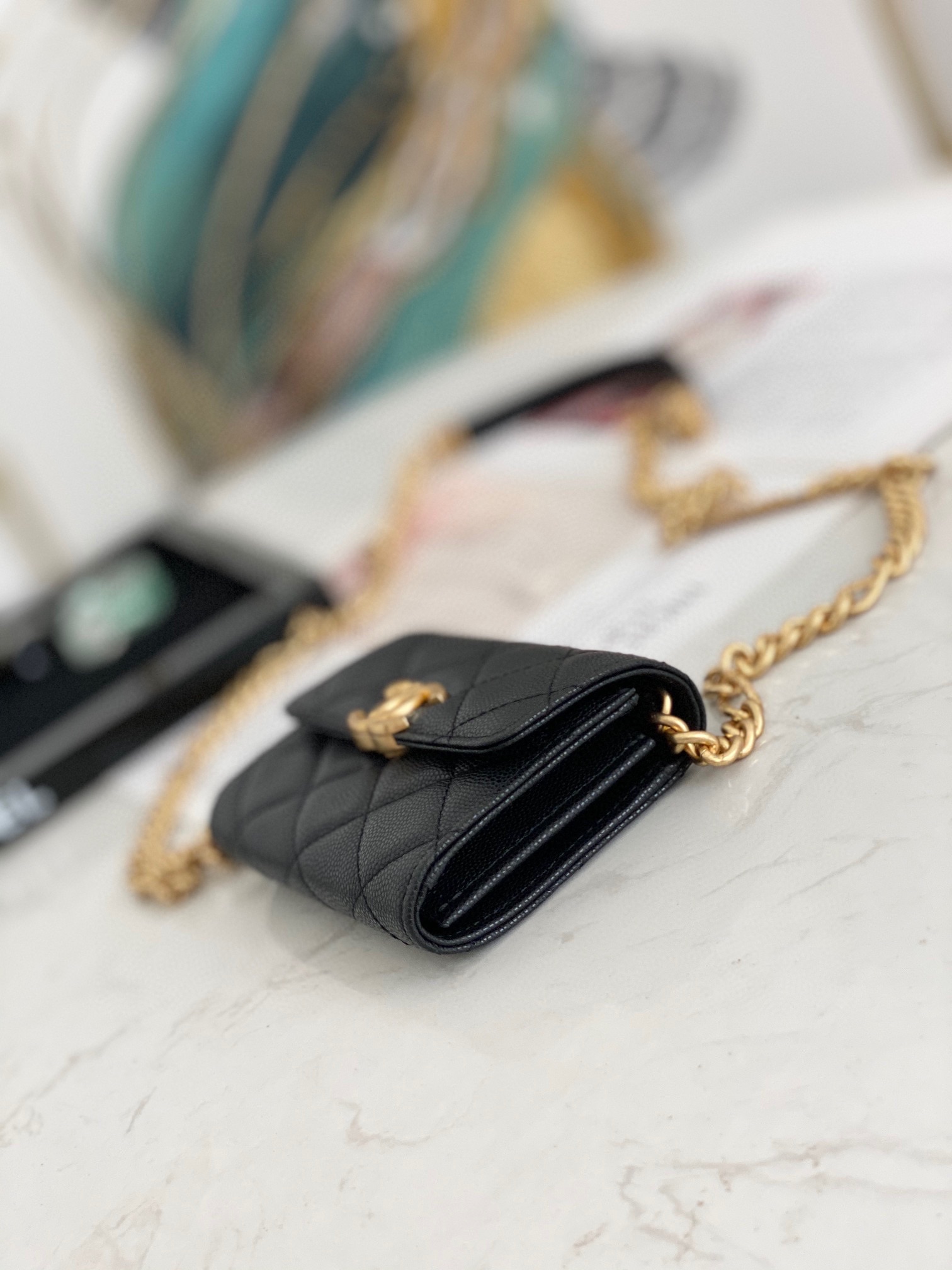 Chanel chain flap coin purse