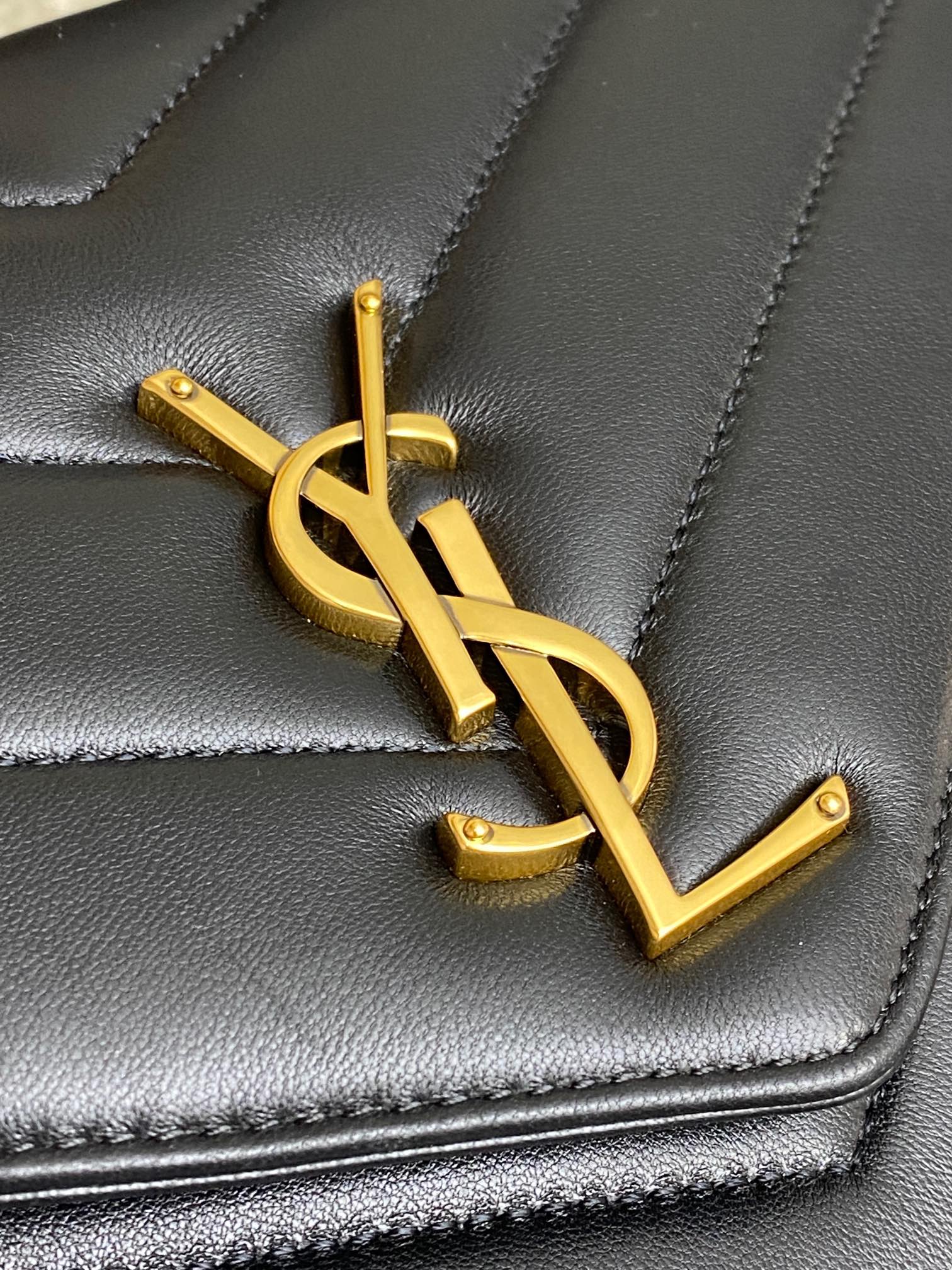 Saint Laurent Black Lambskin Loulou Medium Bag